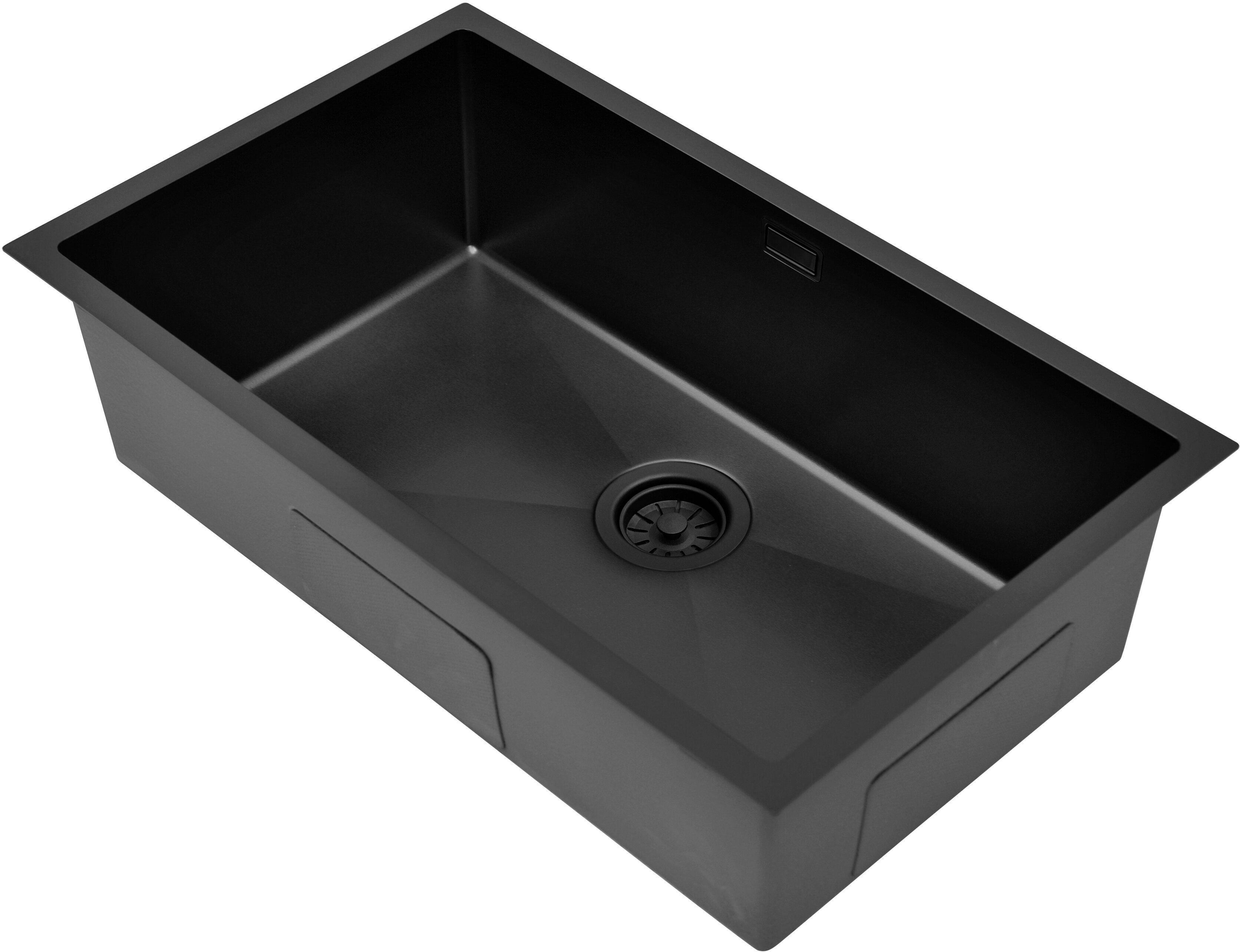 Ruvetti Stelio Edelstahlspüle 74x44 cm schwarz 5001S_PVD_BL80_P