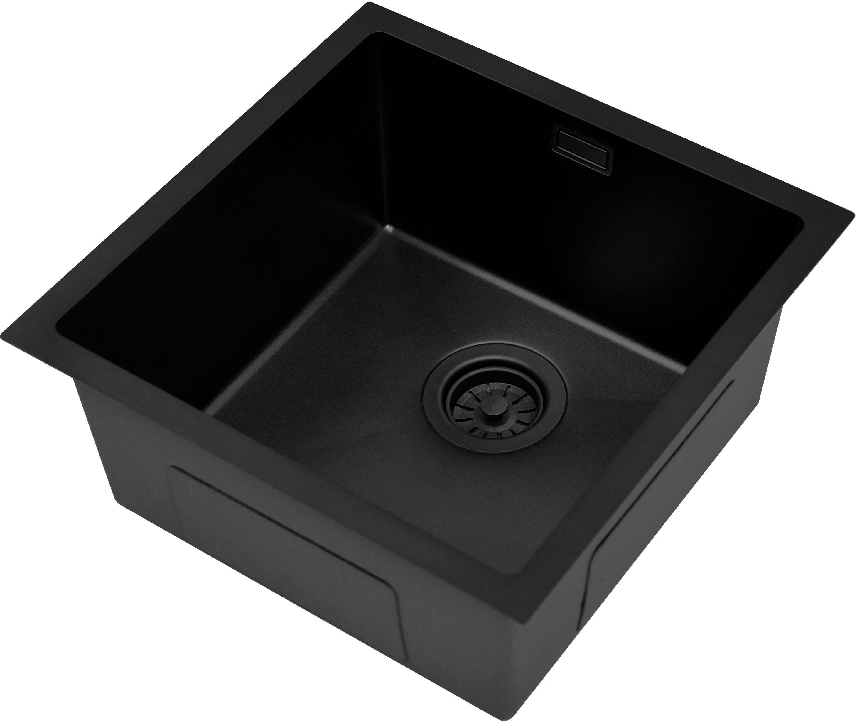 Ruvetti Stelio Edelstahlspüle 44x44 cm schwarz 5001S_PVD_BL50_P