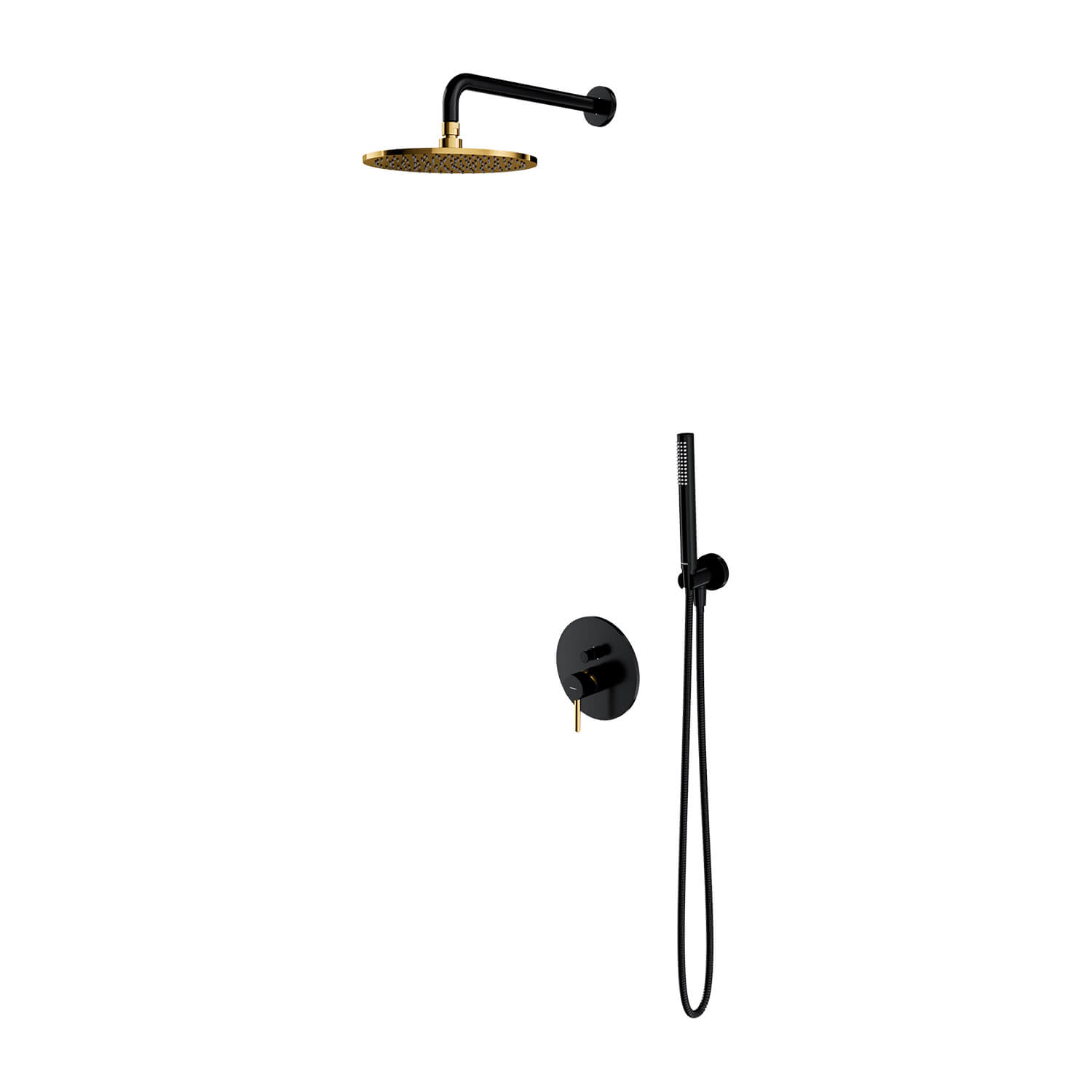 Omnires Y Duschset Unterputz mit Kopfbrause schwarz-gold SYSY35BLGL