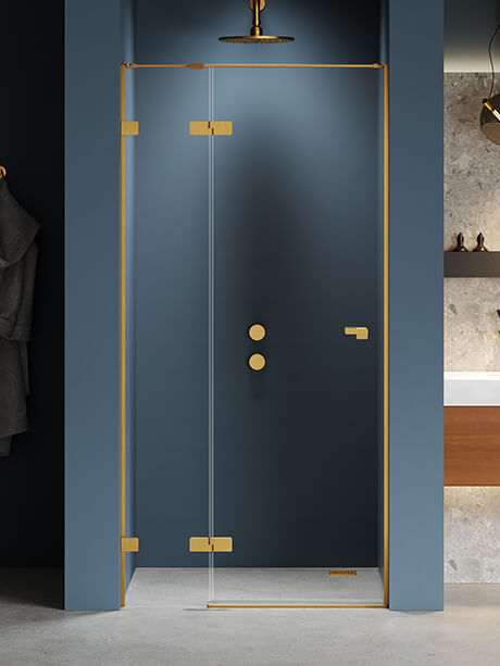 New Trendy Eventa Gold Brushed Duschtüren 100 cm aufklappbar gold gebürstet/durchsichtiges Glas EXK-8227