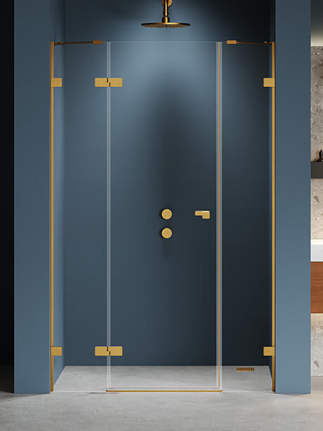New Trendy Eventa Gold Brushed Duschtüren 110 cm aufklappbar gold gebürstet/durchsichtiges Glas EXK-8233