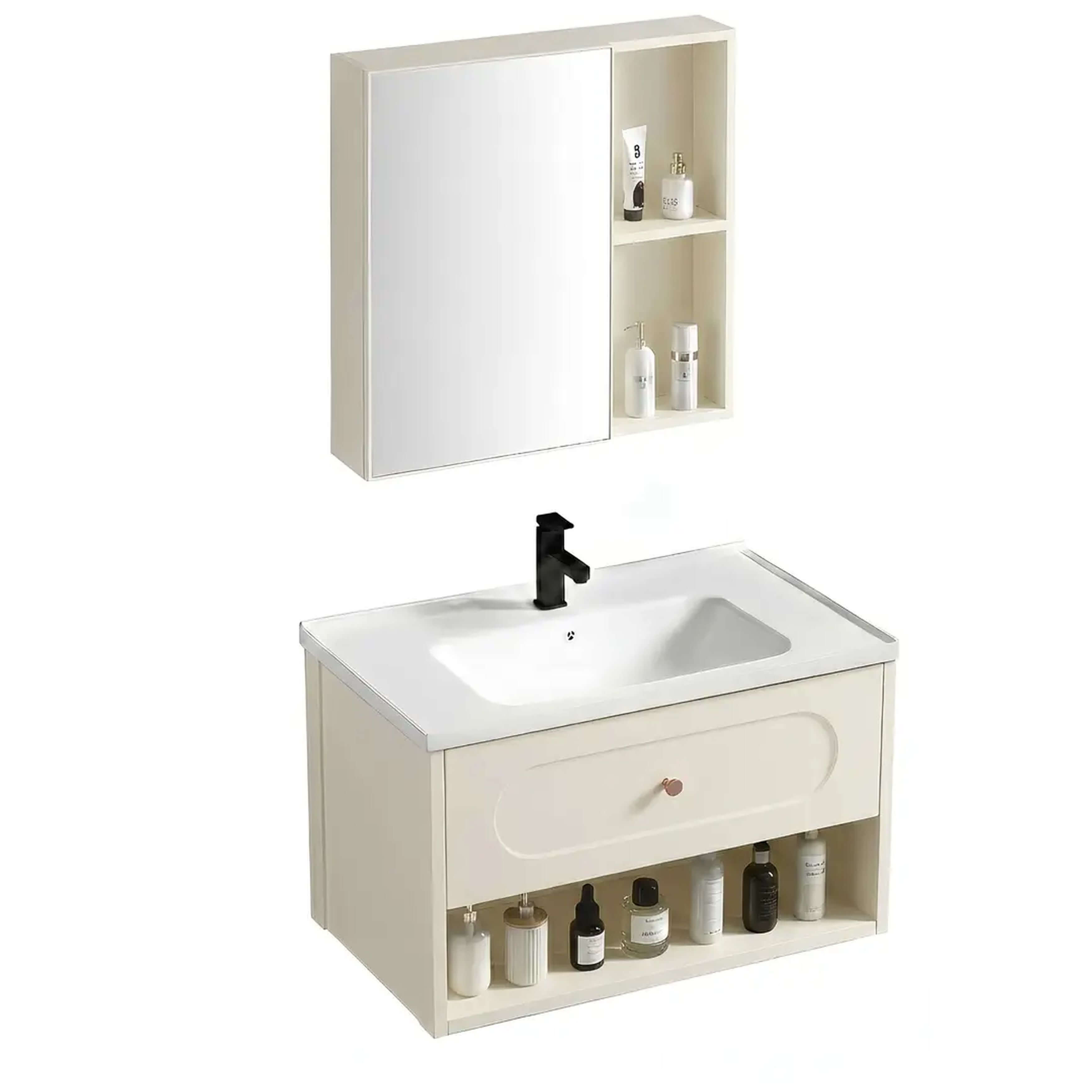 Rea River Badezimmermöbel-Set 60x48x cm Unterschrank hängend beige REA-M0019
