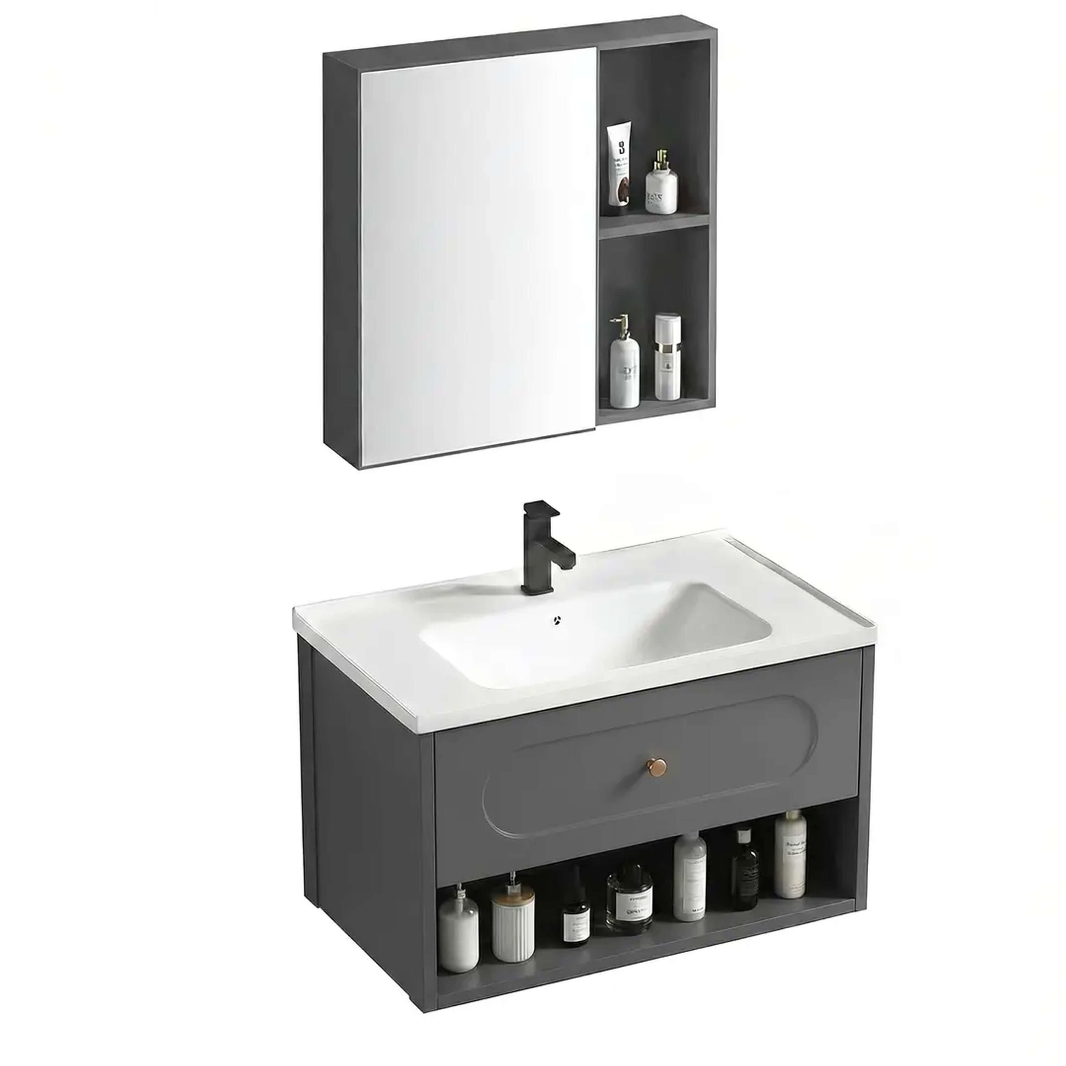 Rea River Badezimmermöbel-Set 60x48x cm Unterschrank hängend grau REA-M0020