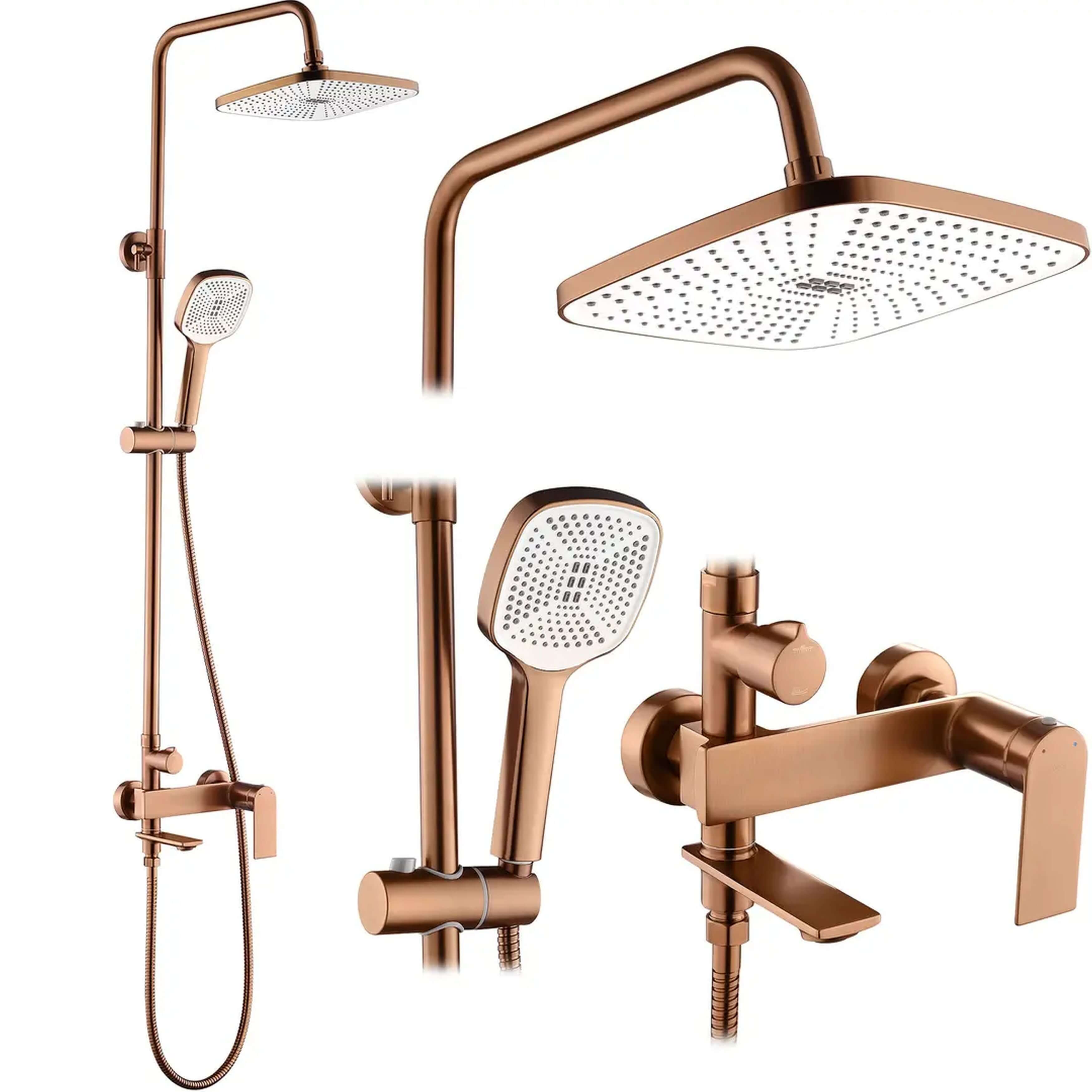 Rea Storm Badewannen- und Duschset Wandmontage mit Kopfbrause kupfer REA-P3000