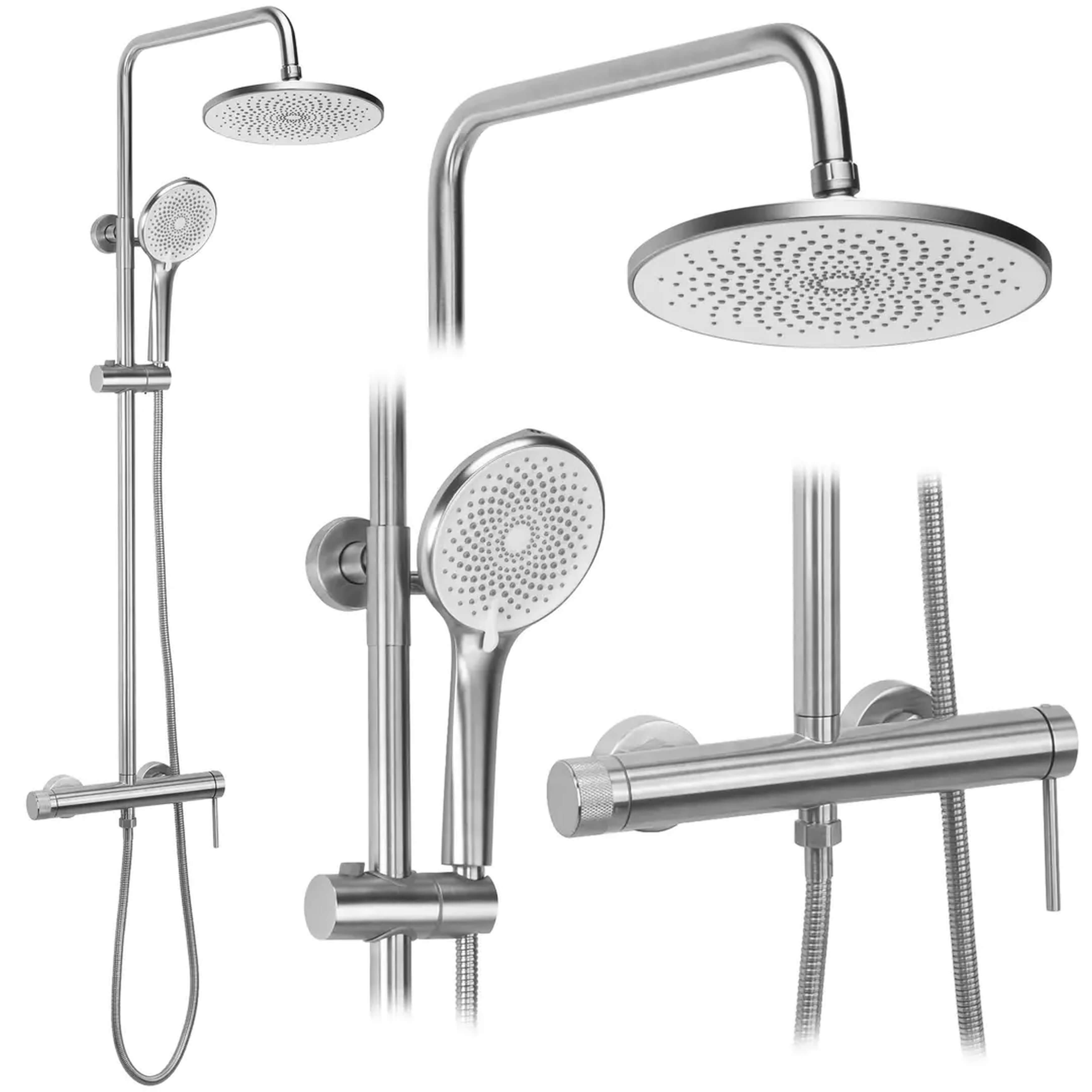 Rea Foss Duschset Wandmontage mit Kopfbrause stahl REA-P5646