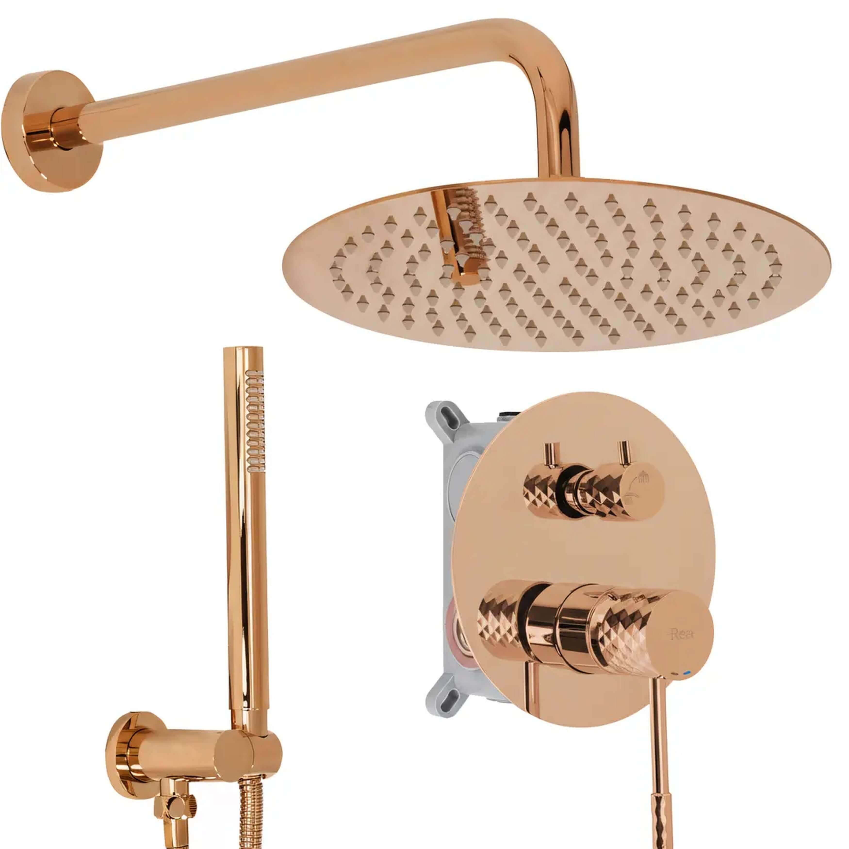 Rea Lungo Duschset Unterputz mit Kopfbrause kupfer REA-P5657