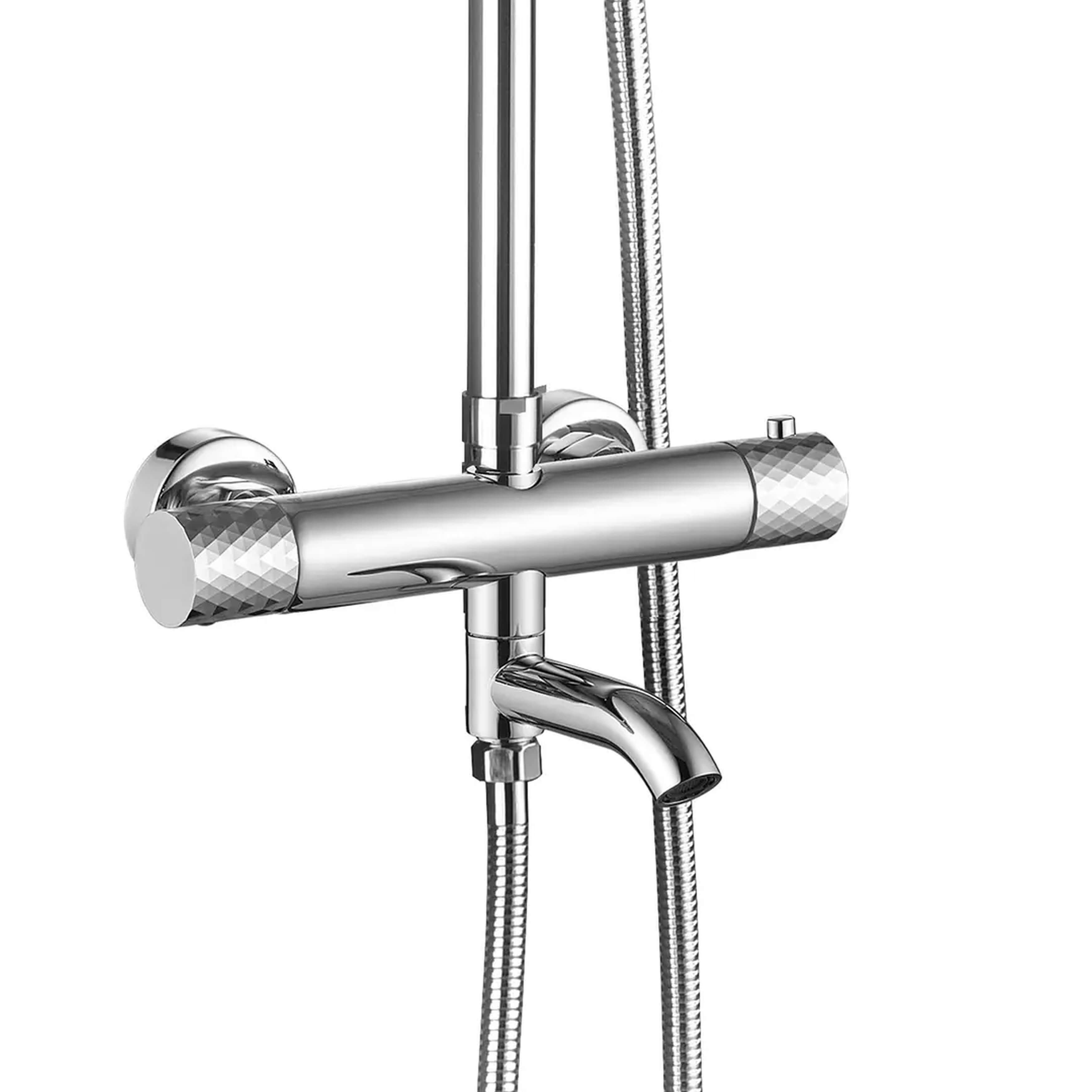 Rea Lungo Badewannen- und Duschset Wandmontage mit Thermostat mit Kopfbrause chrom REA-P5961