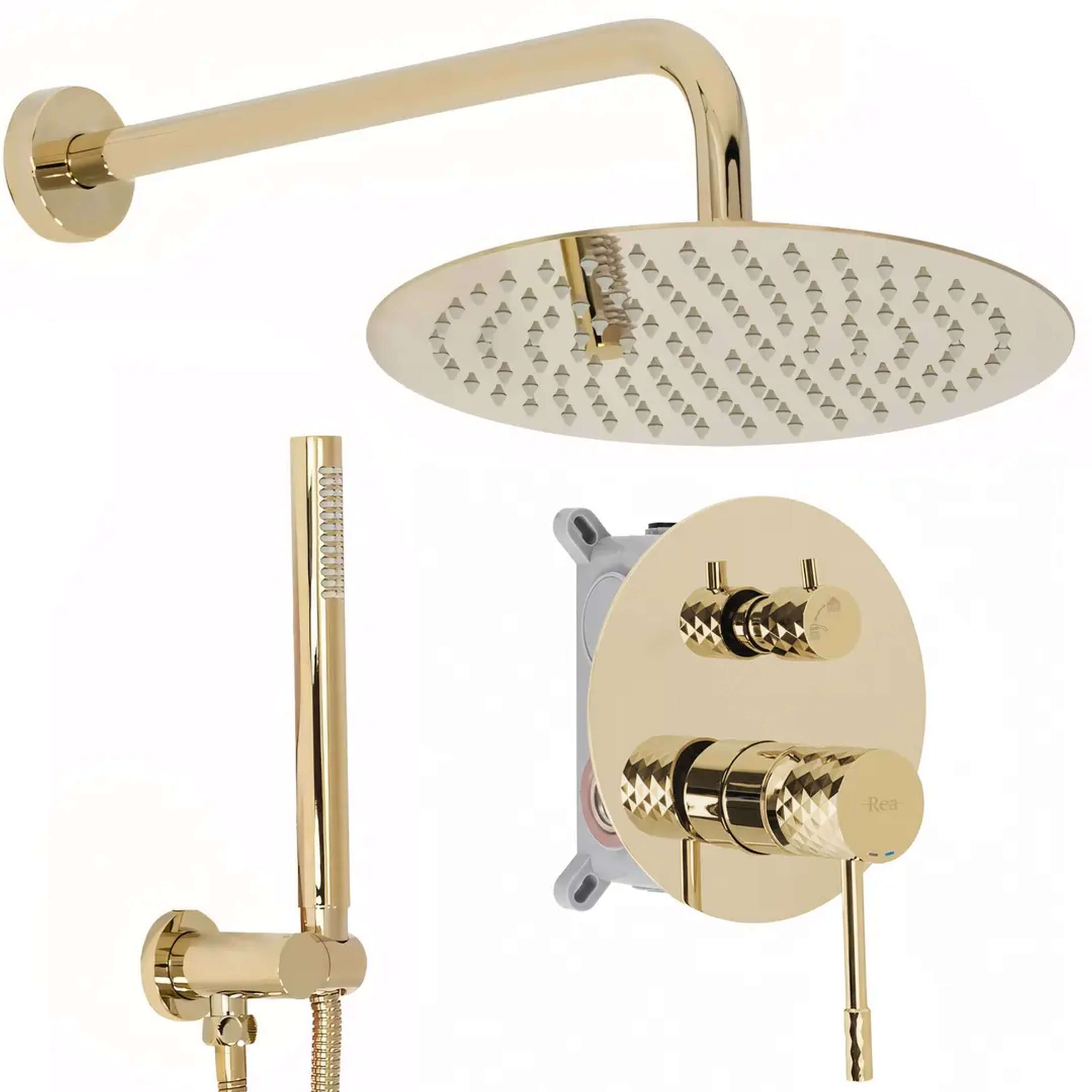 Rea Lungo Duschset Unterputz mit Kopfbrause gold REA-P6964