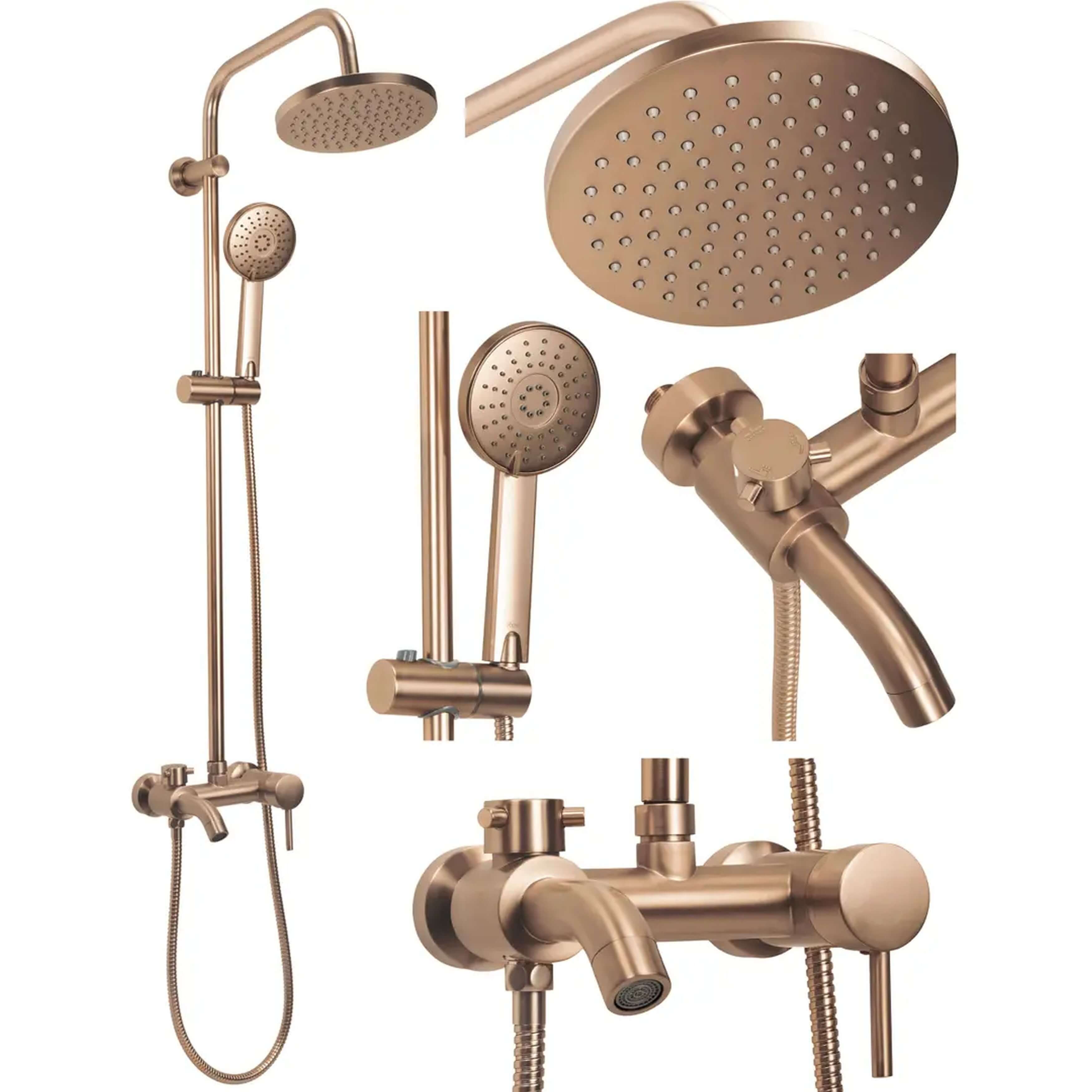 Rea Luis Badewannen- und Duschset Wandmontage mit Kopfbrause kupfer REA-P7156