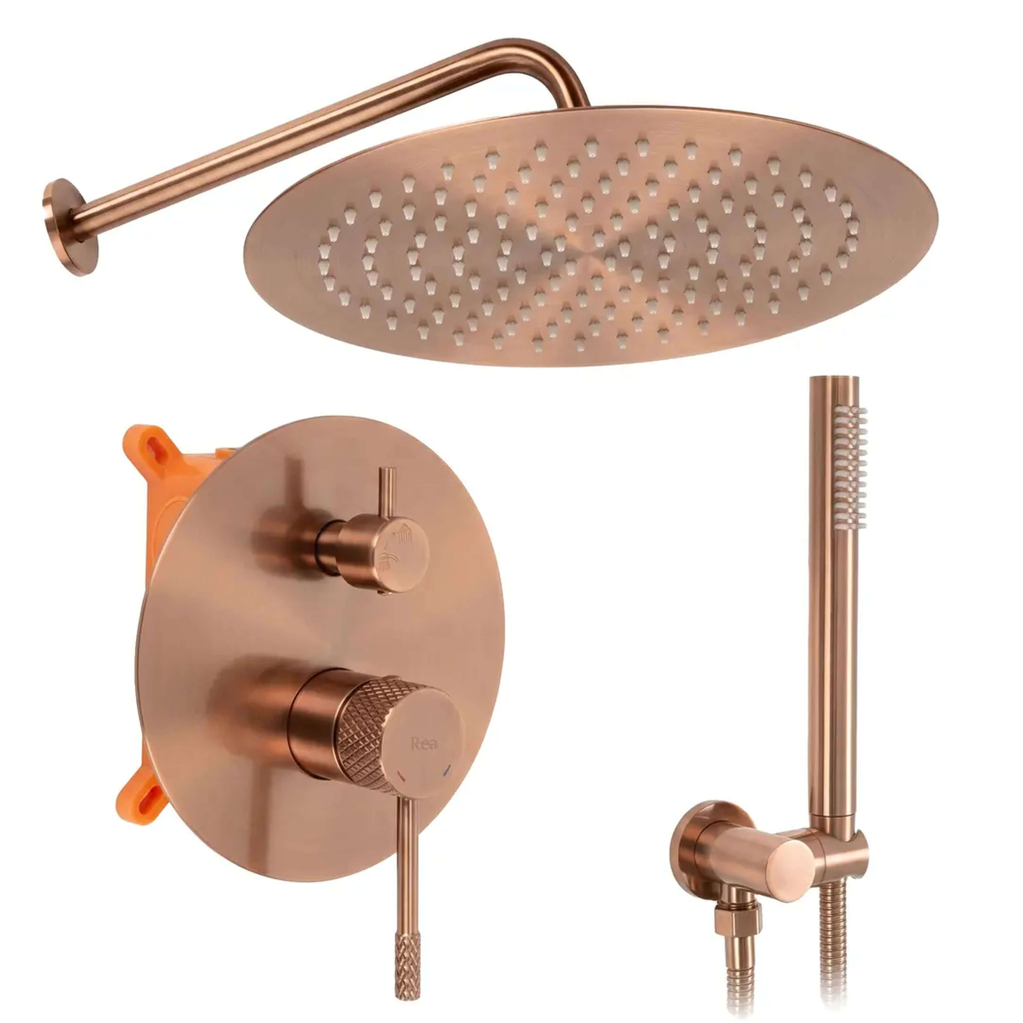 Rea Venti Duschset Unterputz mit Kopfbrause kupfer REA-P8711