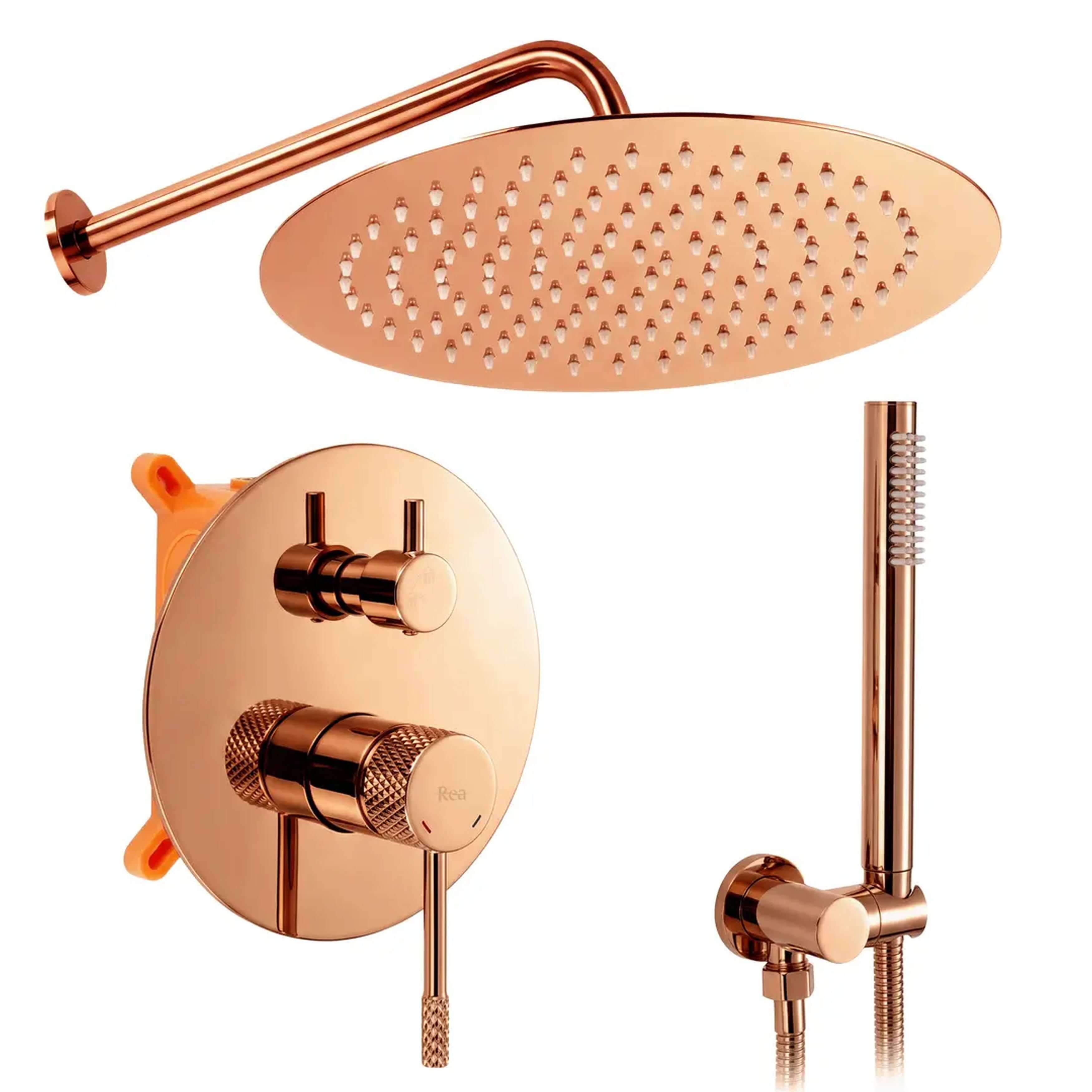 Rea Venti Duschset Unterputz mit Kopfbrause kupfer REA-P8712