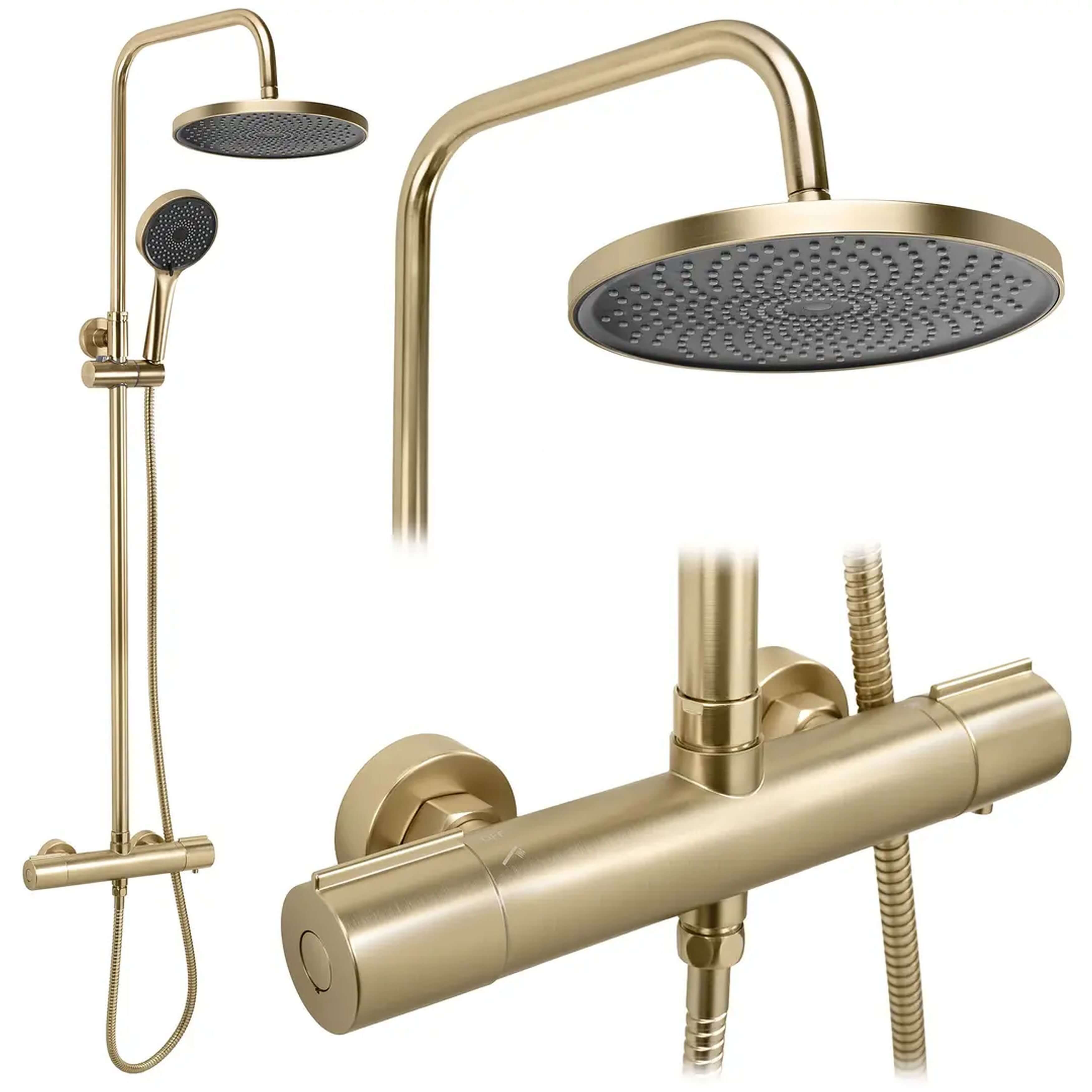 Rea Avanti Duschset Wandmontage mit Thermostat mit Kopfbrause gold REA-P8920