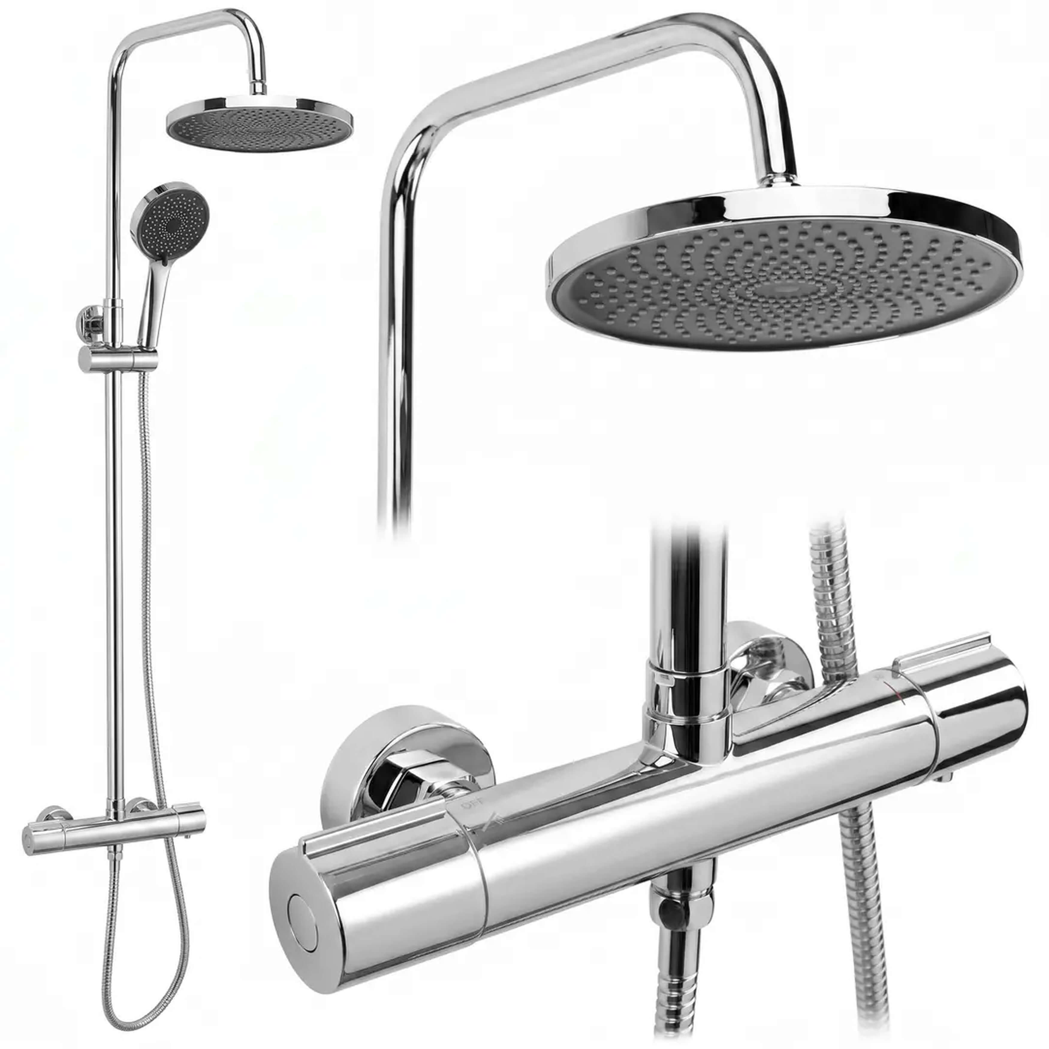 Rea Avanti Duschset Wandmontage mit Thermostat mit Kopfbrause chrom REA-P8921
