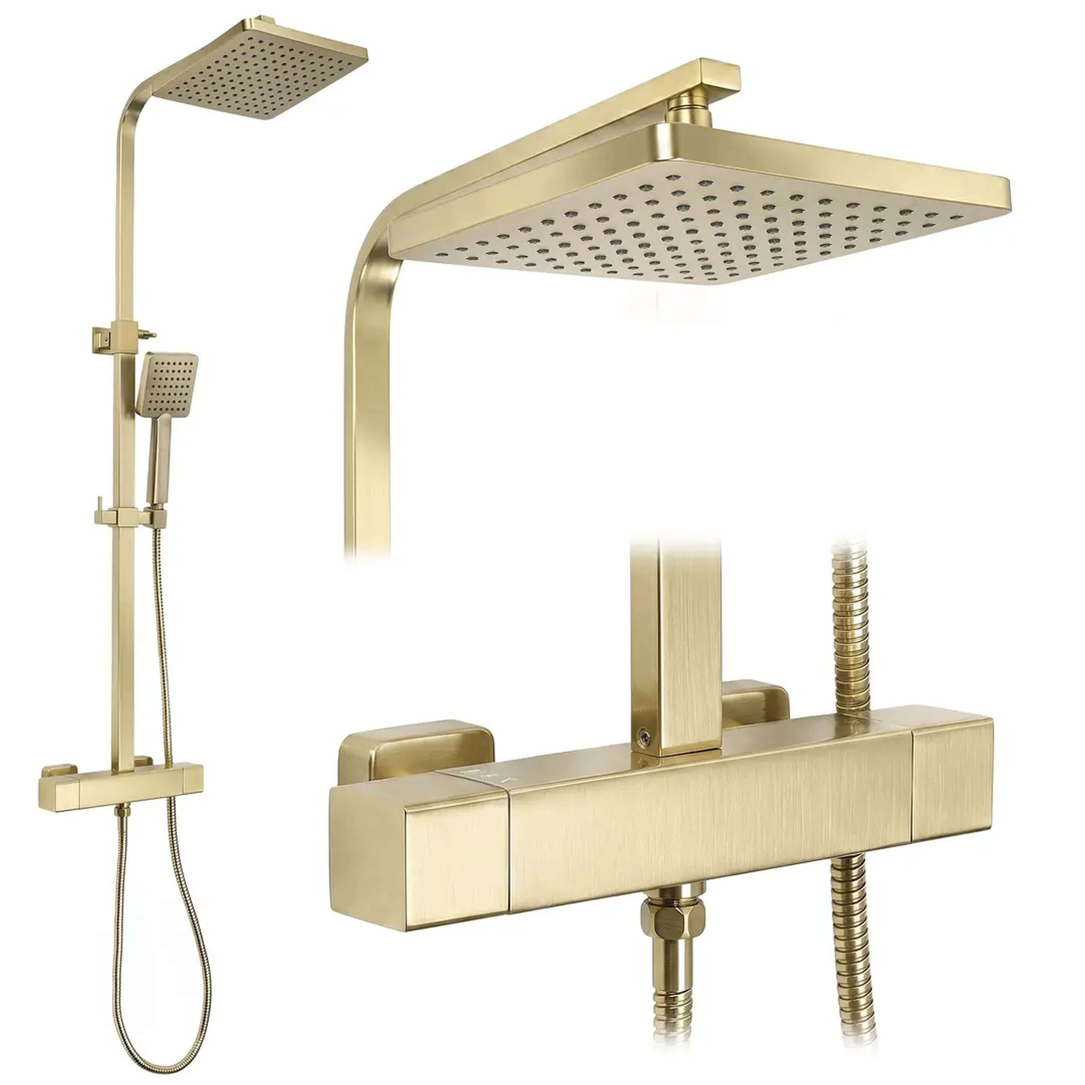 Rea Atrium Duschset Wandmontage mit Thermostat mit Kopfbrause gold REA-P8922
