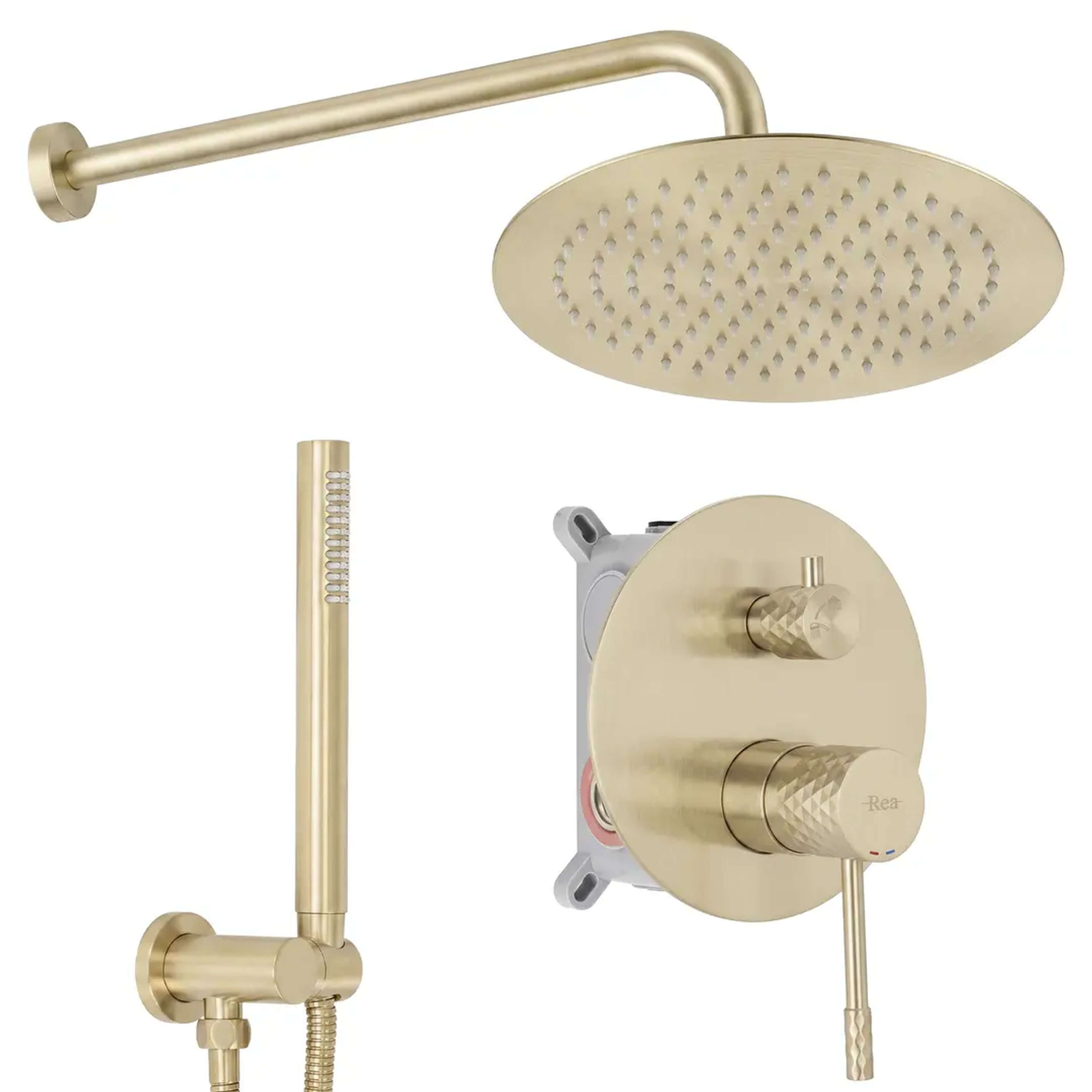 Rea Lungo Duschset Unterputz mit Kopfbrause gold REA-P9665