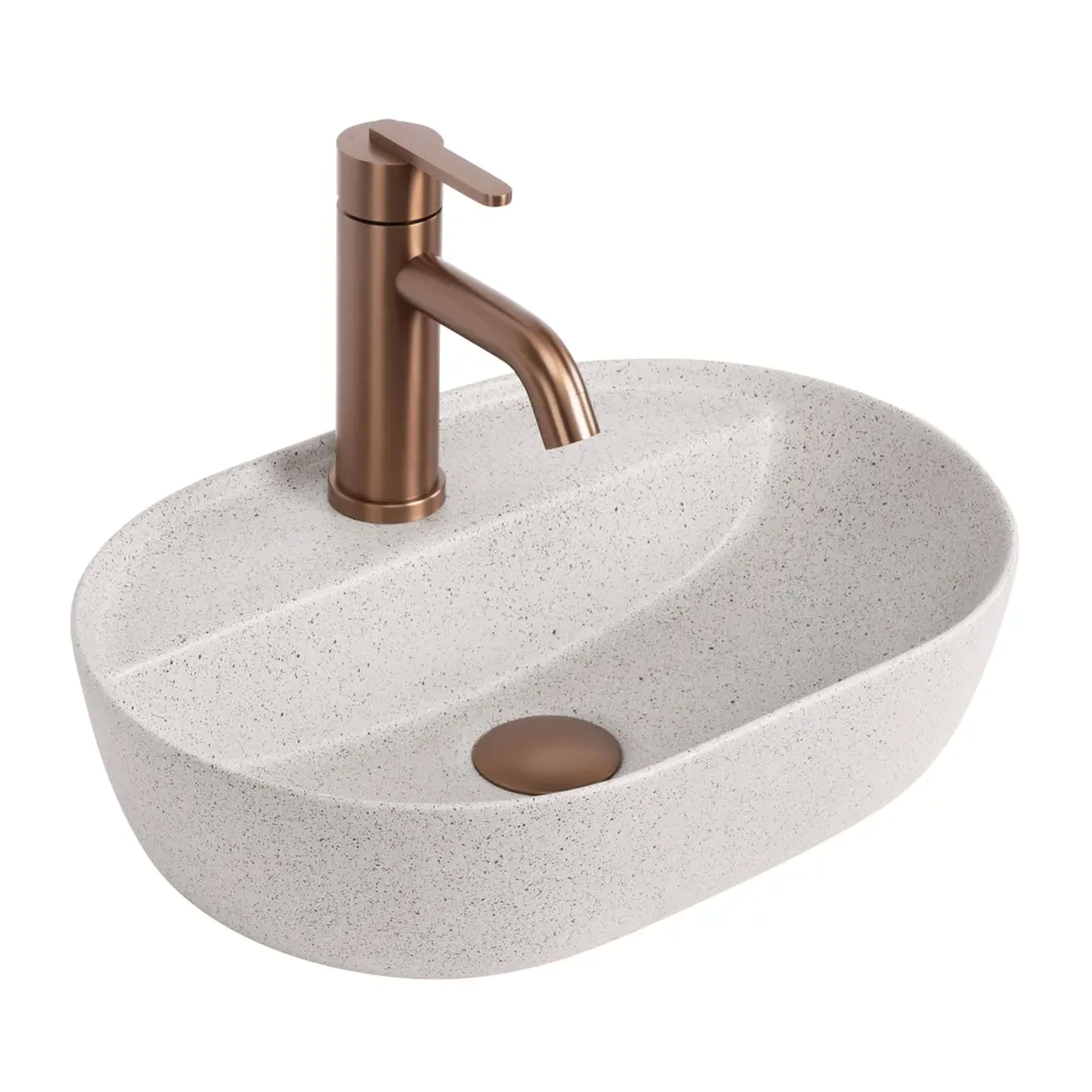 Rea Aura Waschbecken 42x30 cm oval Aufsatzwaschbecken braun/beige matte REA-U3226