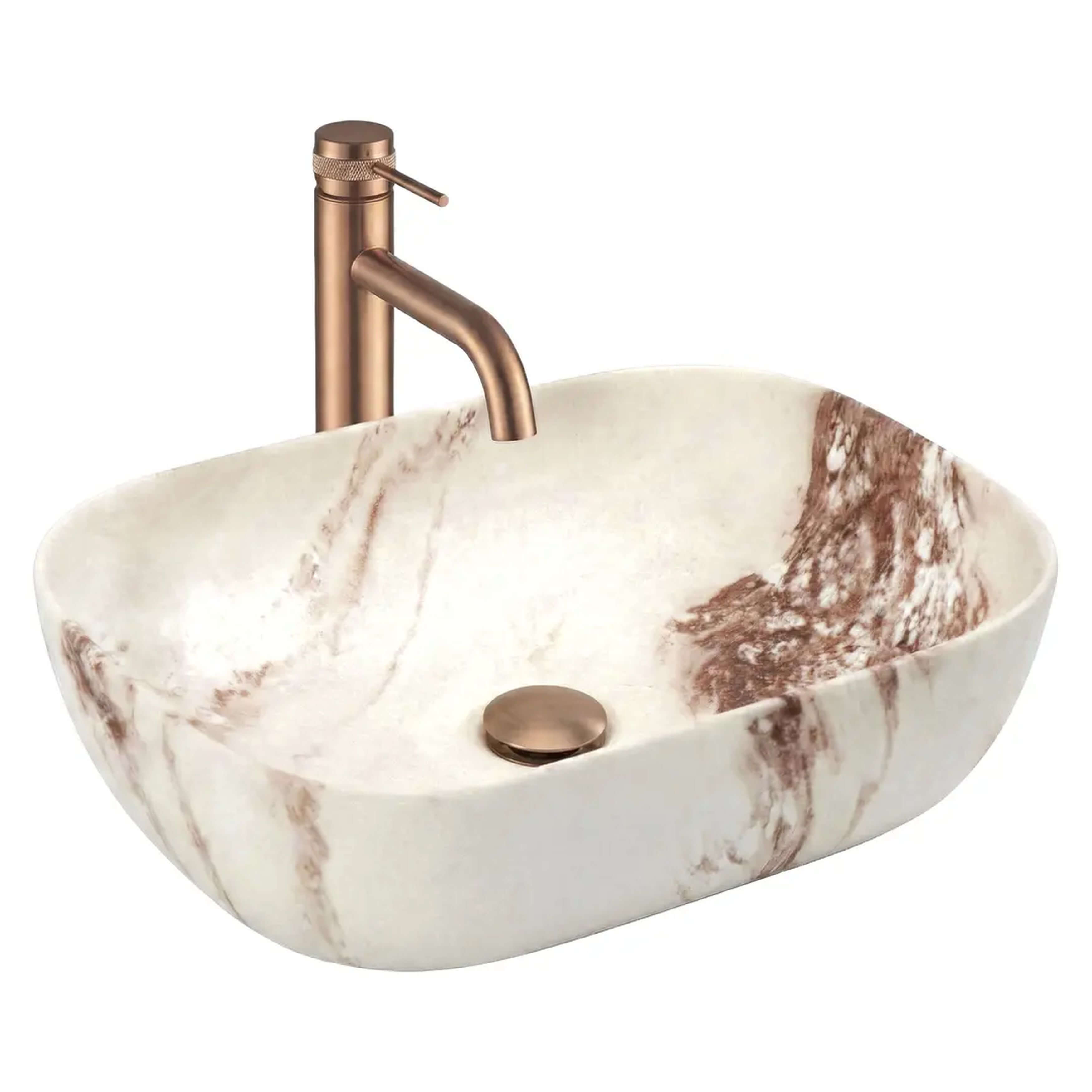 Rea Belinda Waschbecken 46.5x33 cm rechteckig Aufsatzwaschbecken braun/beige matte REA-U3600