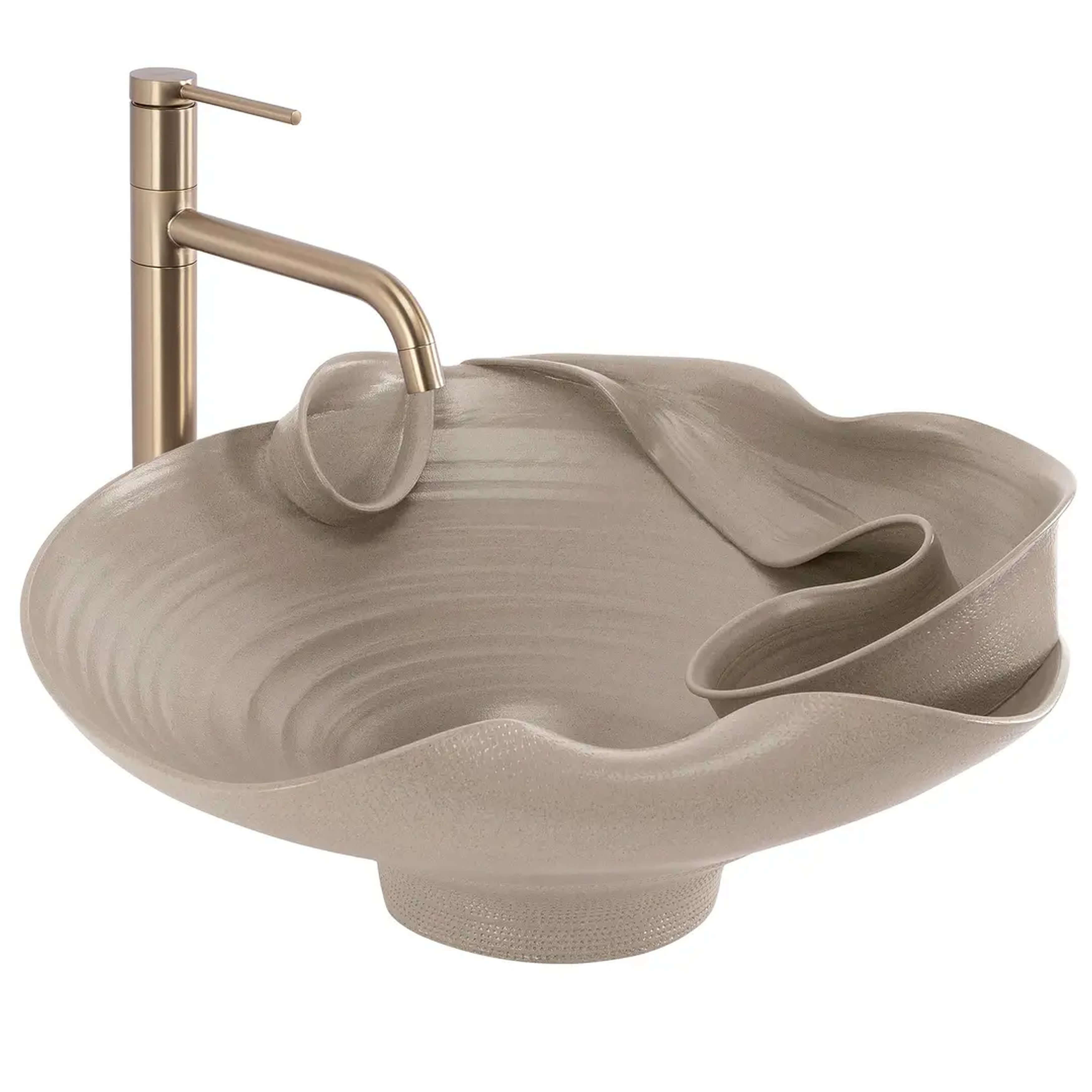 Rea HM Handmande Waschbecken 48x44 cm Aufsatzwaschbecken braun/beige matte REA-U6328