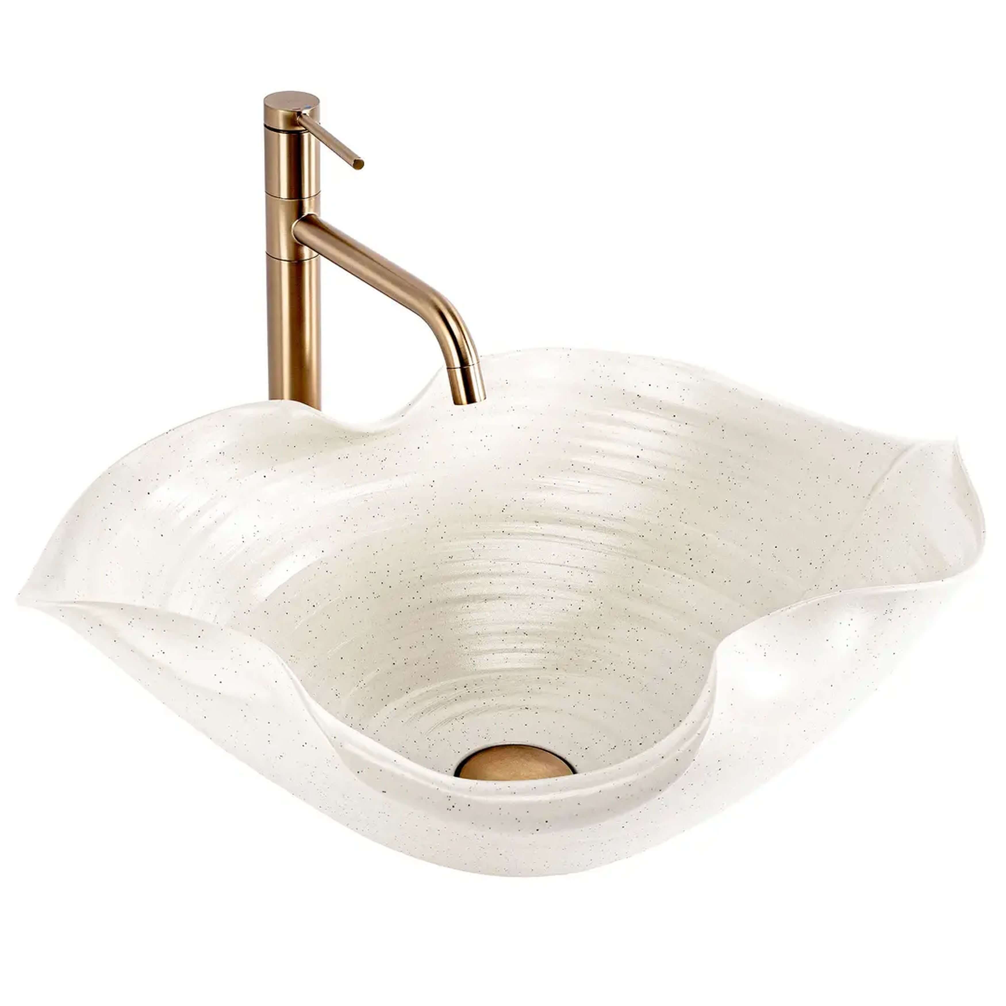 Rea HM Handmande Waschbecken 54x40 cm Aufsatzwaschbecken braun/beige glanz REA-U6329