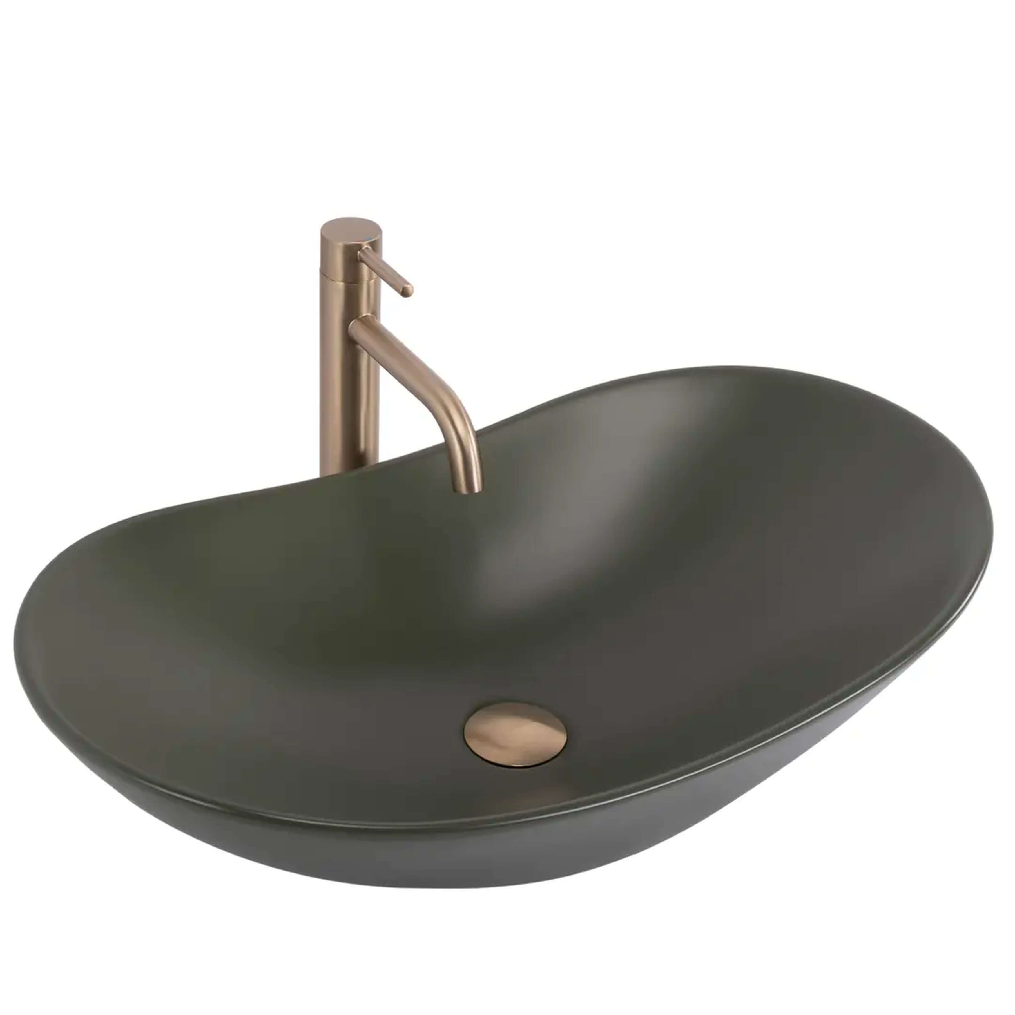 Rea Royal Waschbecken 61.5x35.5 cm oval Aufsatzwaschbecken grün matte REA-U6372