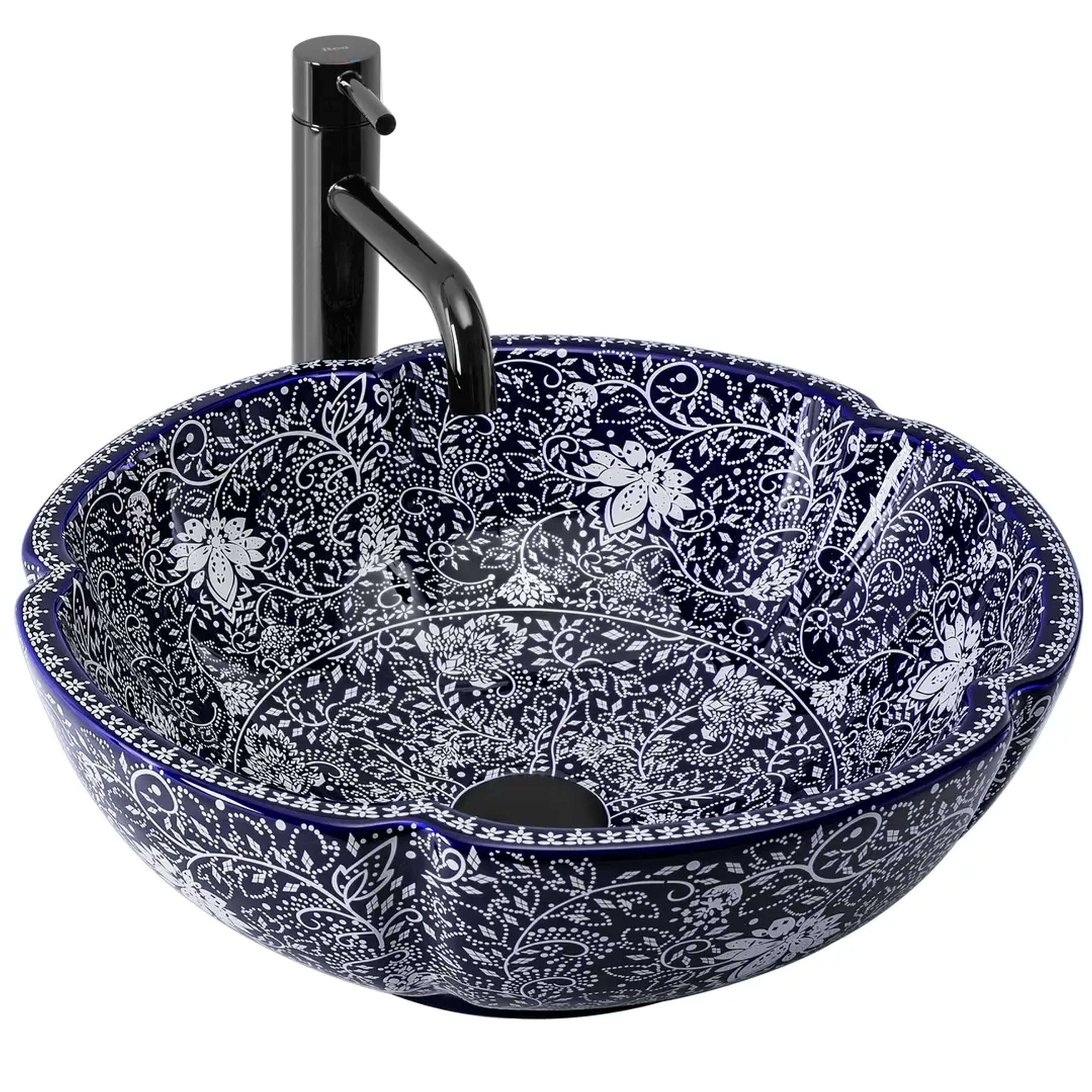 Rea Sevilla Waschbecken 42.5x42.5 cm rund Aufsatzwaschbecken blau glanz REA-U7505