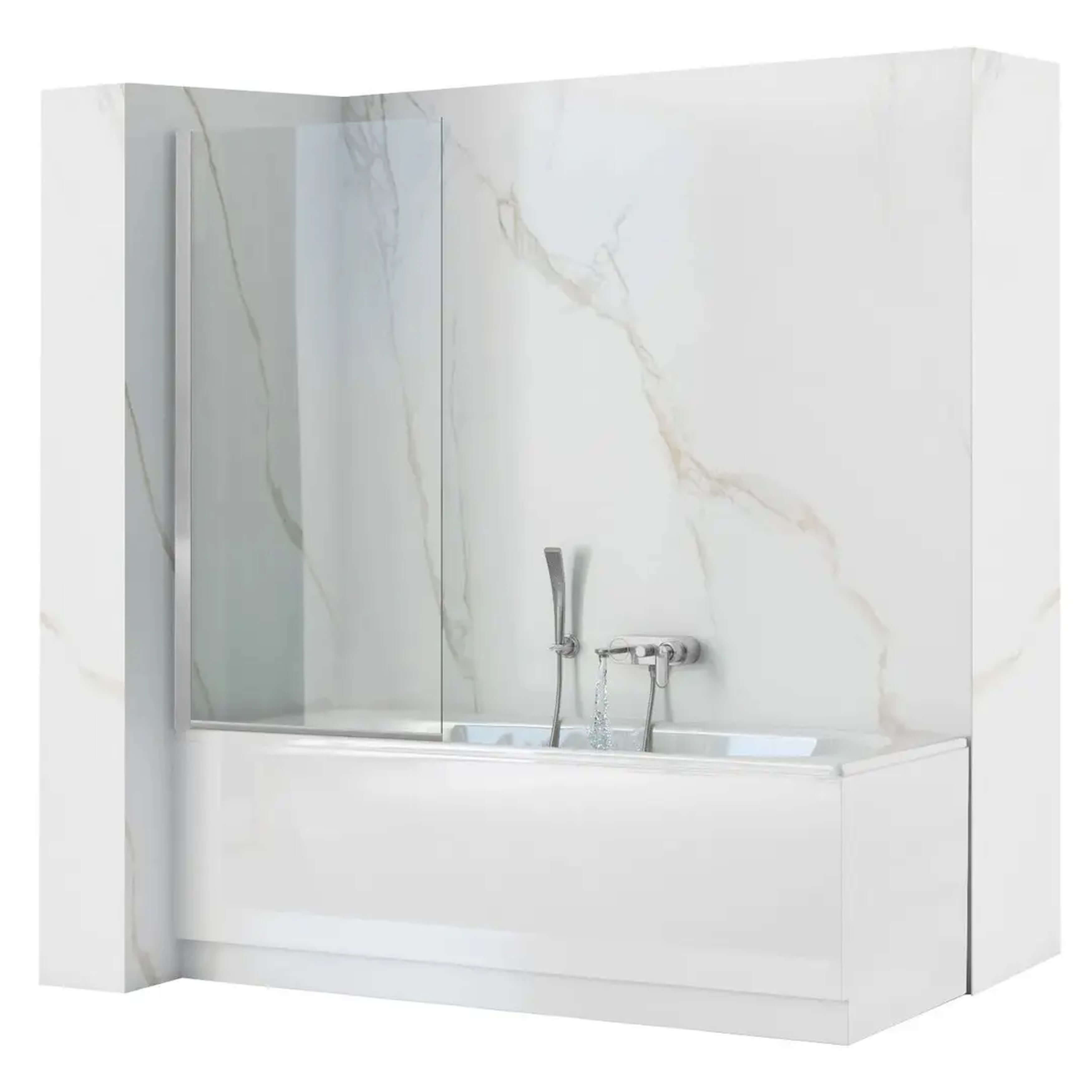 Rea Lagos Badewannenabtrennung 70 cm einteilig chrom /durchsichtiges Glas REA-W7639
