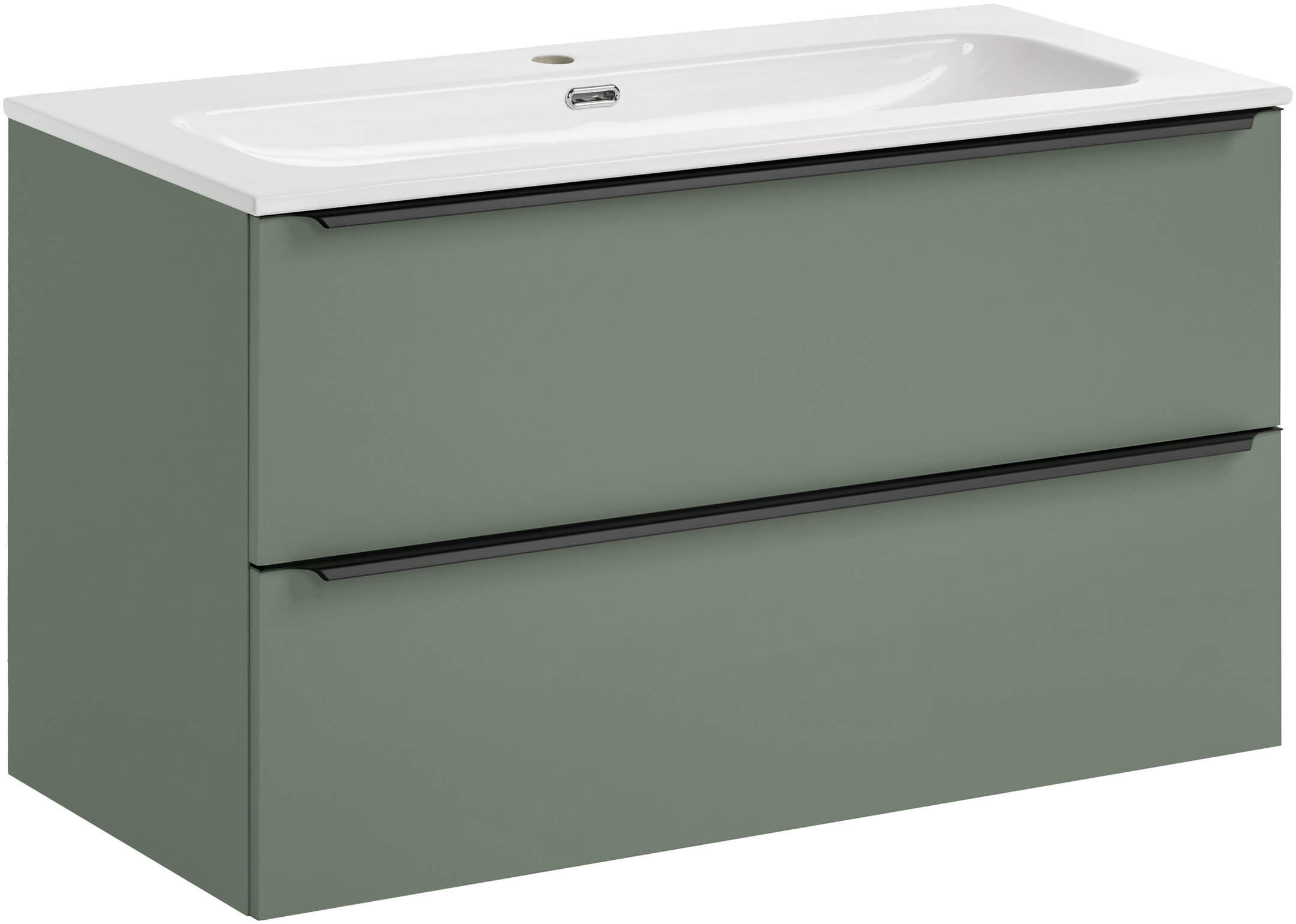 Set Badschrank Comad Sombra Green SOMBRA GREEN 82-100-46-2S, Waschbecken Comad Fly FLY WHITE GLOSS UM 100-46 DP ( E-8073-100 )
