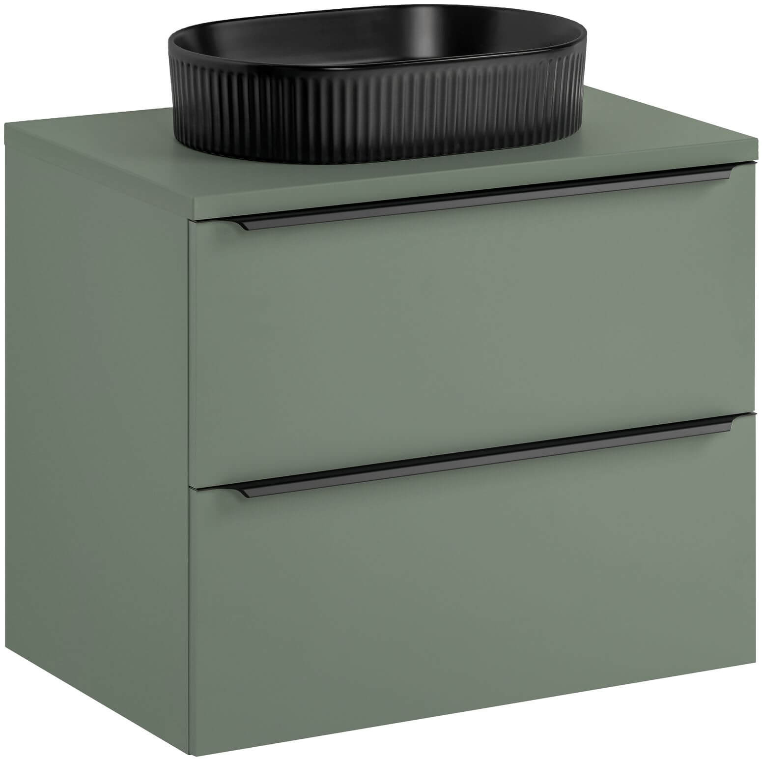Set Badschrank Comad Sombra Green SOMBRA GREEN 82-70-46-2S, Waschbecken Comad Beyond BEYOND 5 BLACK ( E-6564 ), GREEN 89-70-46 M