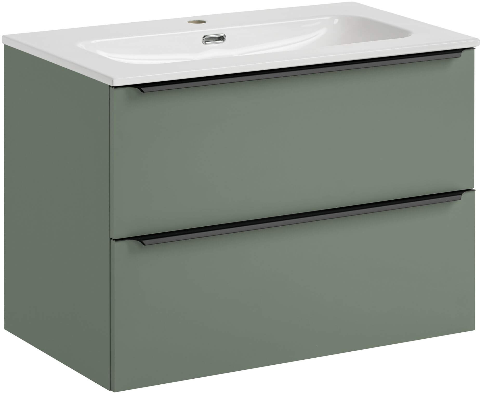 Set Badschrank Comad Sombra Green SOMBRA GREEN 82-80-46-2S, Waschbecken Comad Fly FLY WHITE GLOSS UM 80-46 DP ( E-8073-80 )