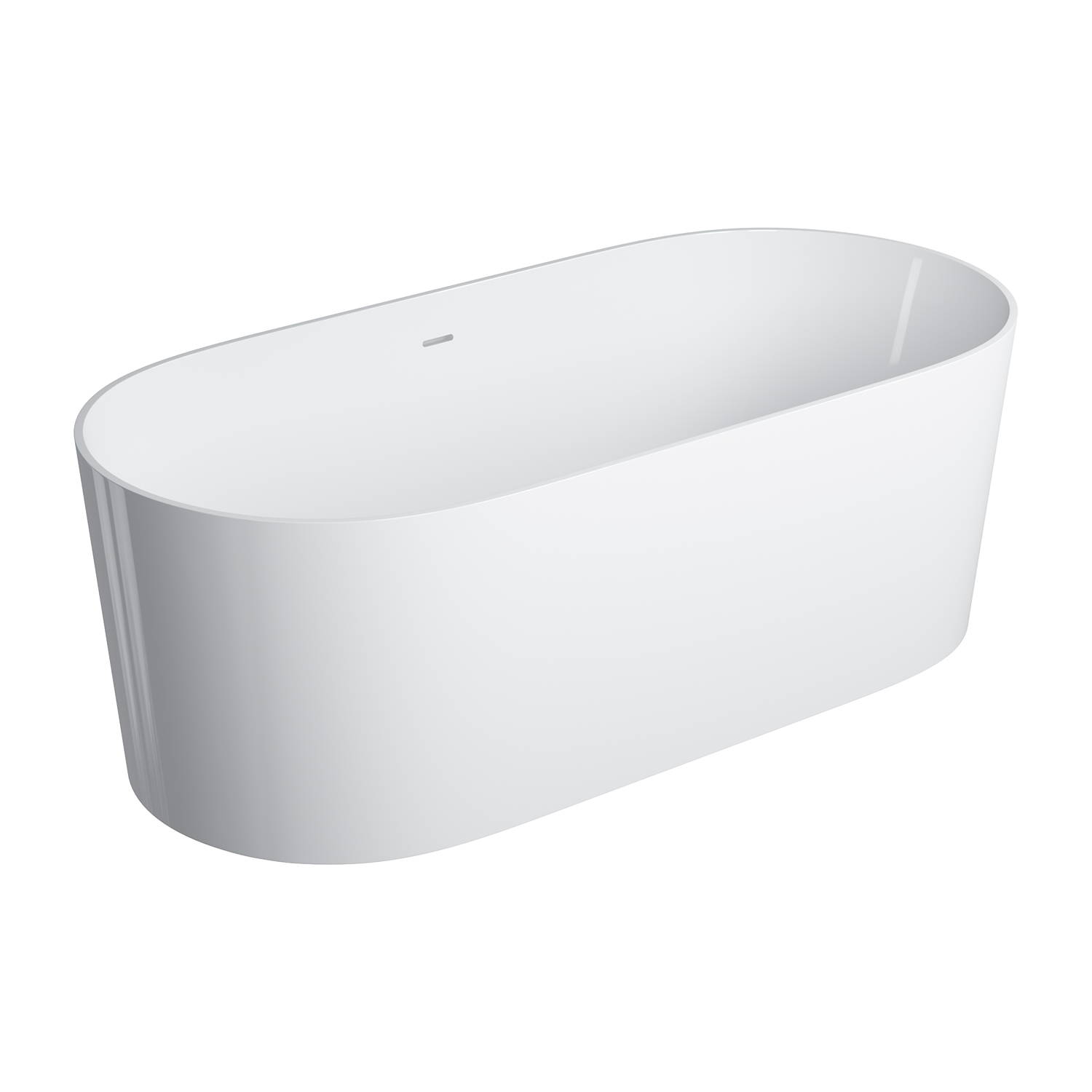 Omnires Ovo M+ Freistehende Badewanne 160x75 cm oval weiß OVO160WWZPBP