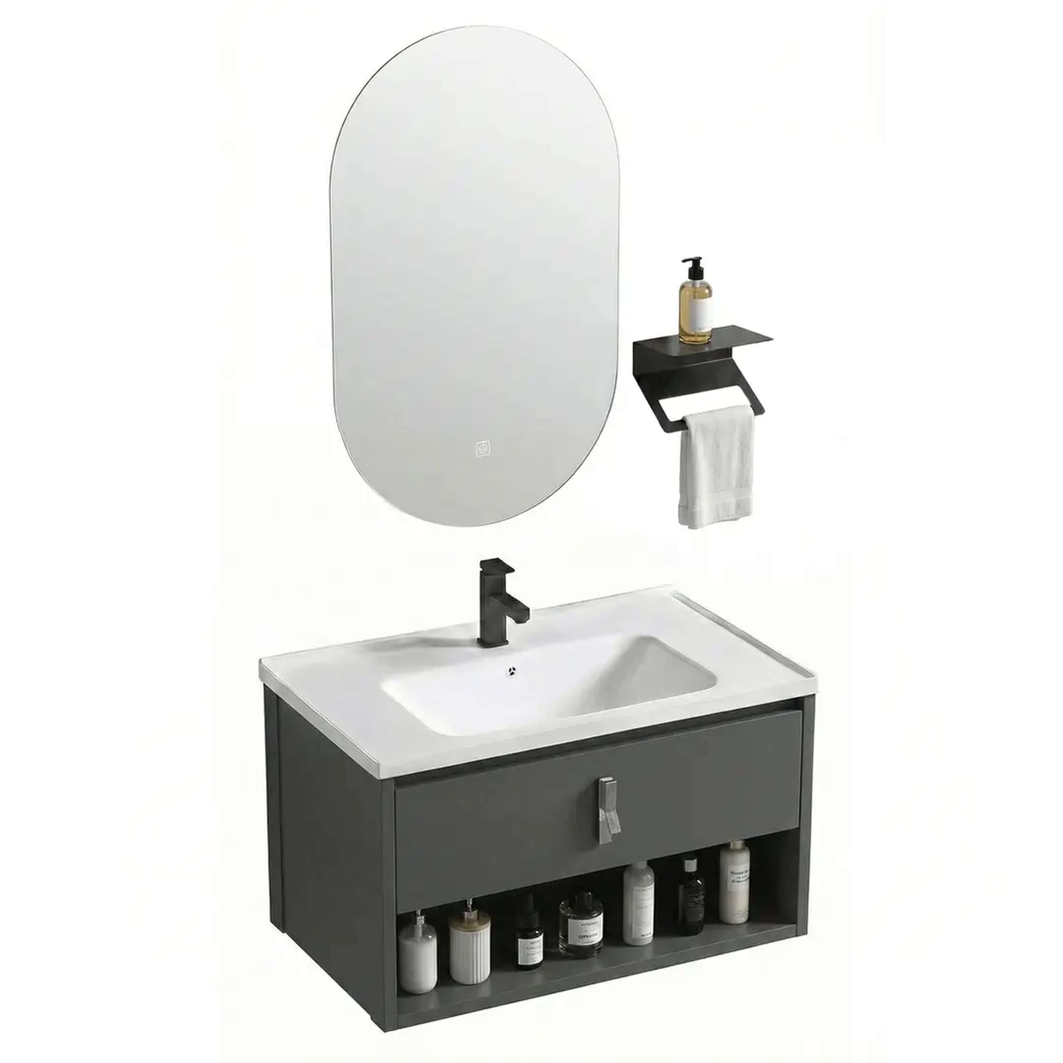 Rea Toledo Badezimmermöbel-Set 80x48x cm Unterschrank hängend grau REA-M0025