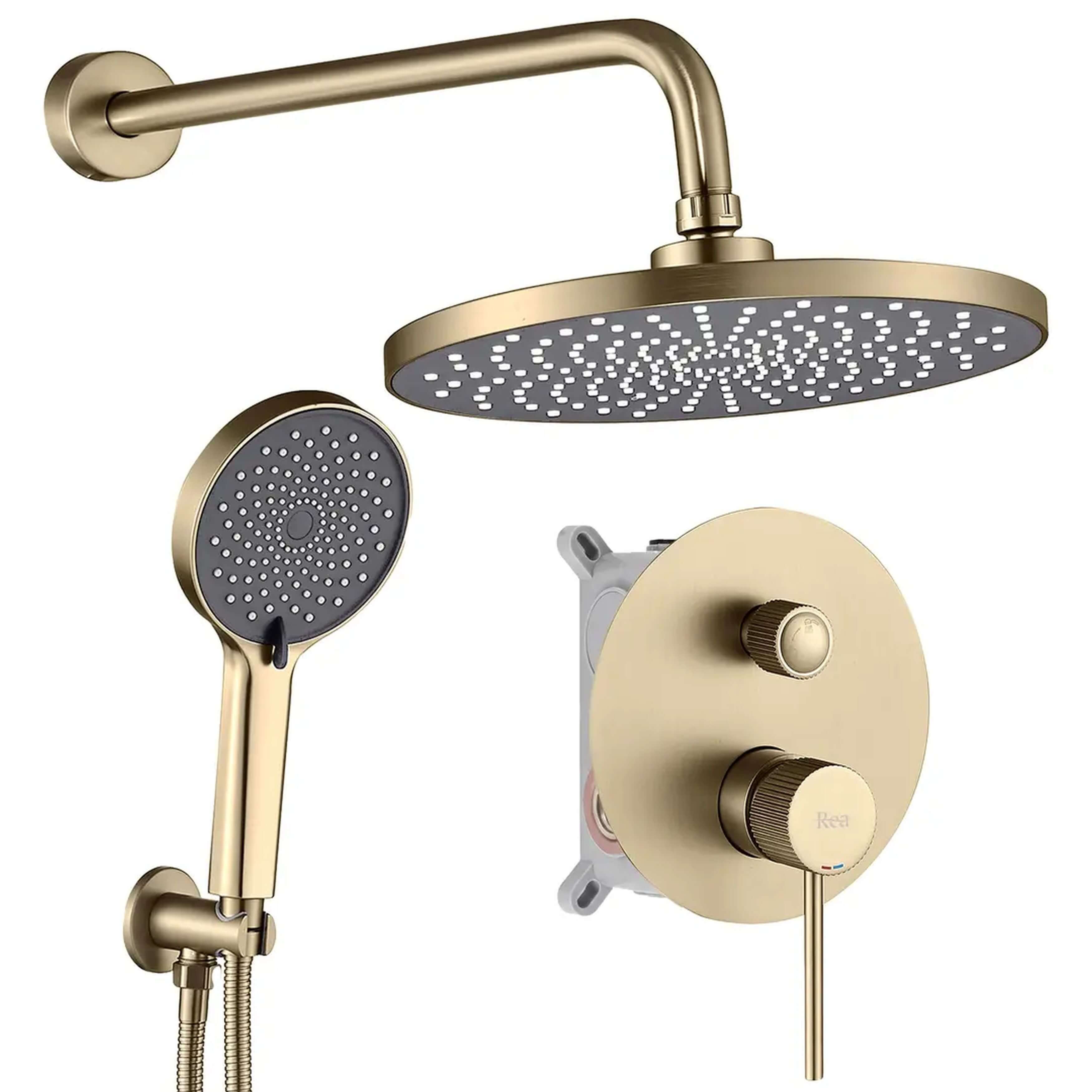 Rea Lungo Stripe Duschset Unterputz mit Kopfbrause gold REA-P9492