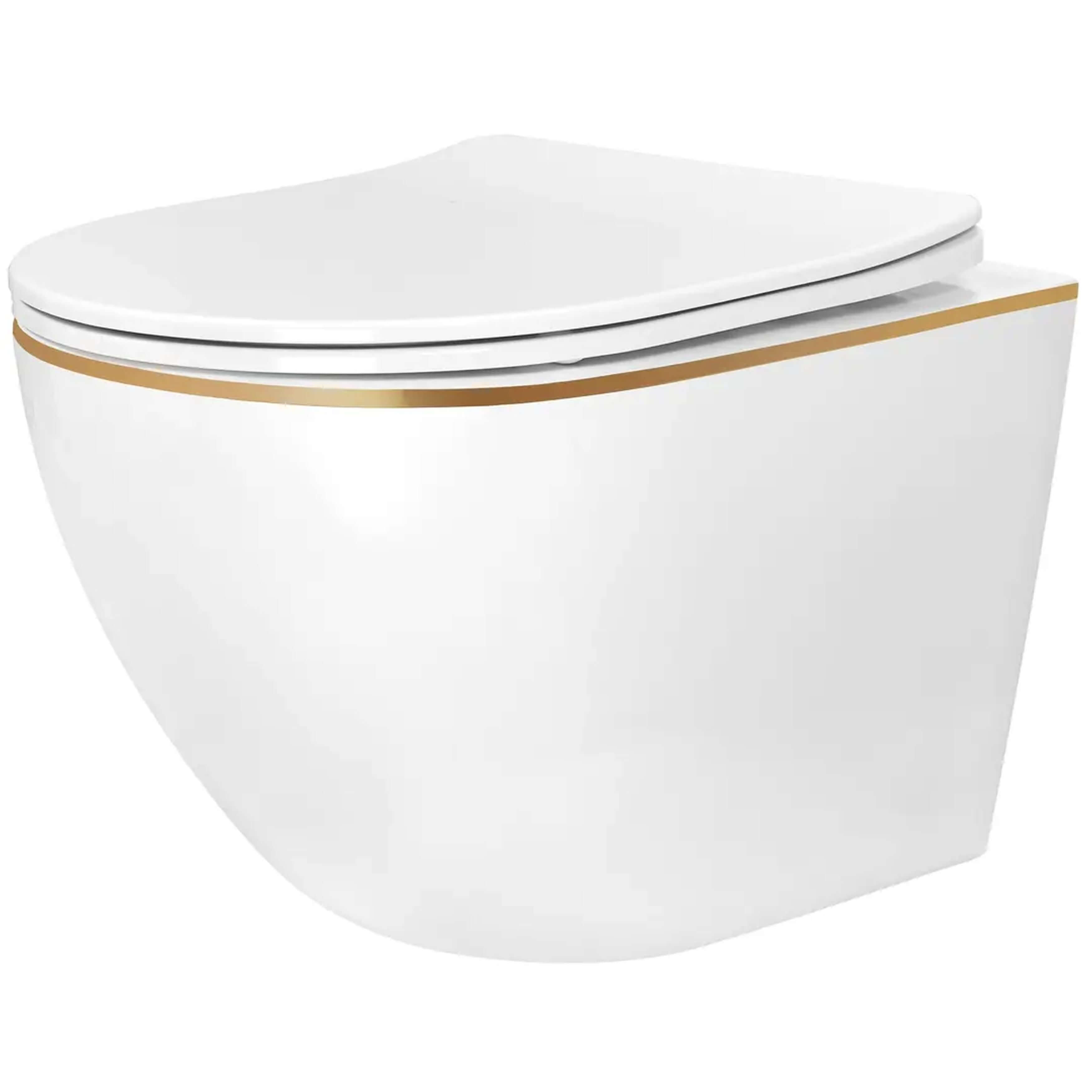 Rea Carlo Mini WC-Becken hängend weiß-gold Glanz REA-C6806