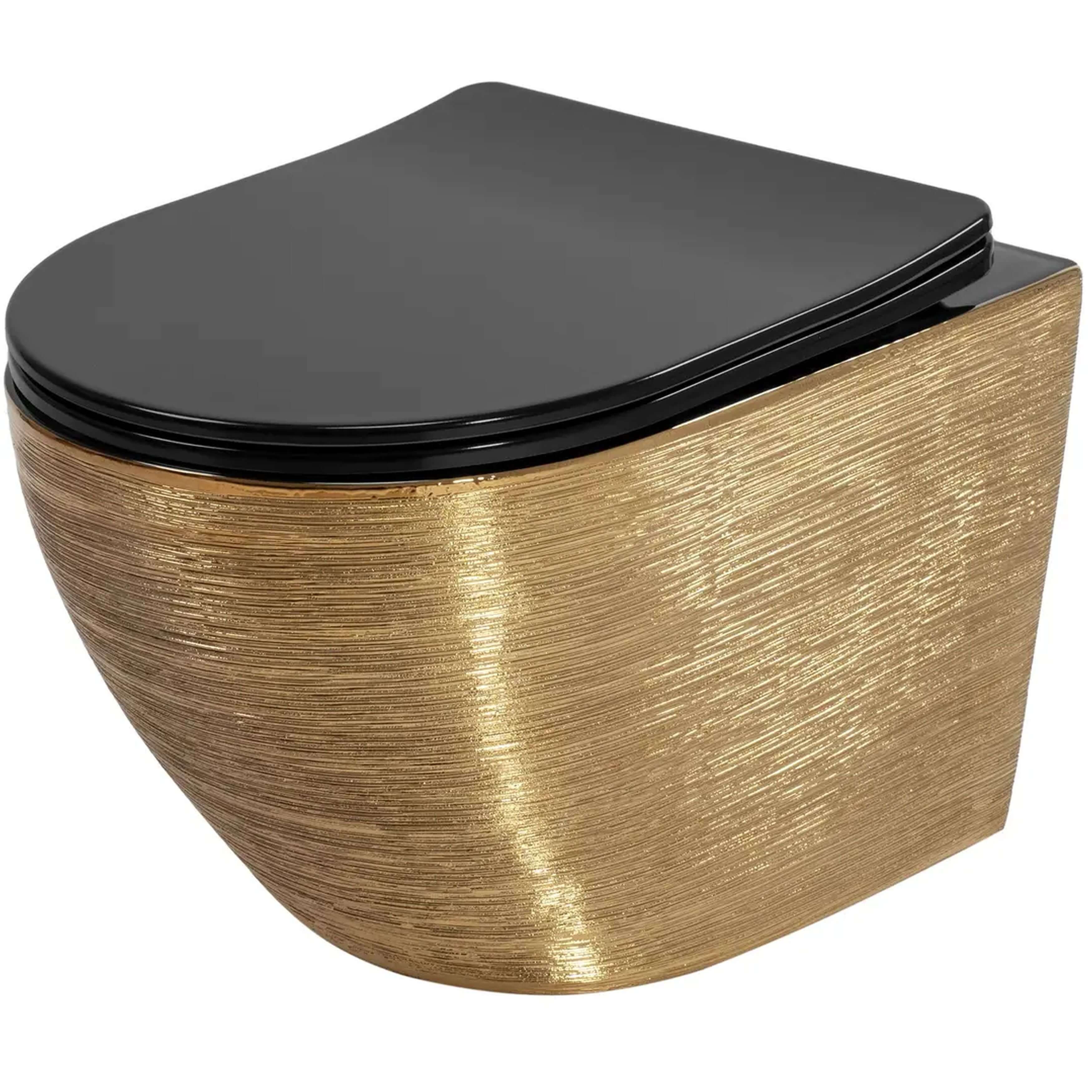 Rea Carlo Mini WC-Becken hängend schwarz-gold Glanz REA-C4330