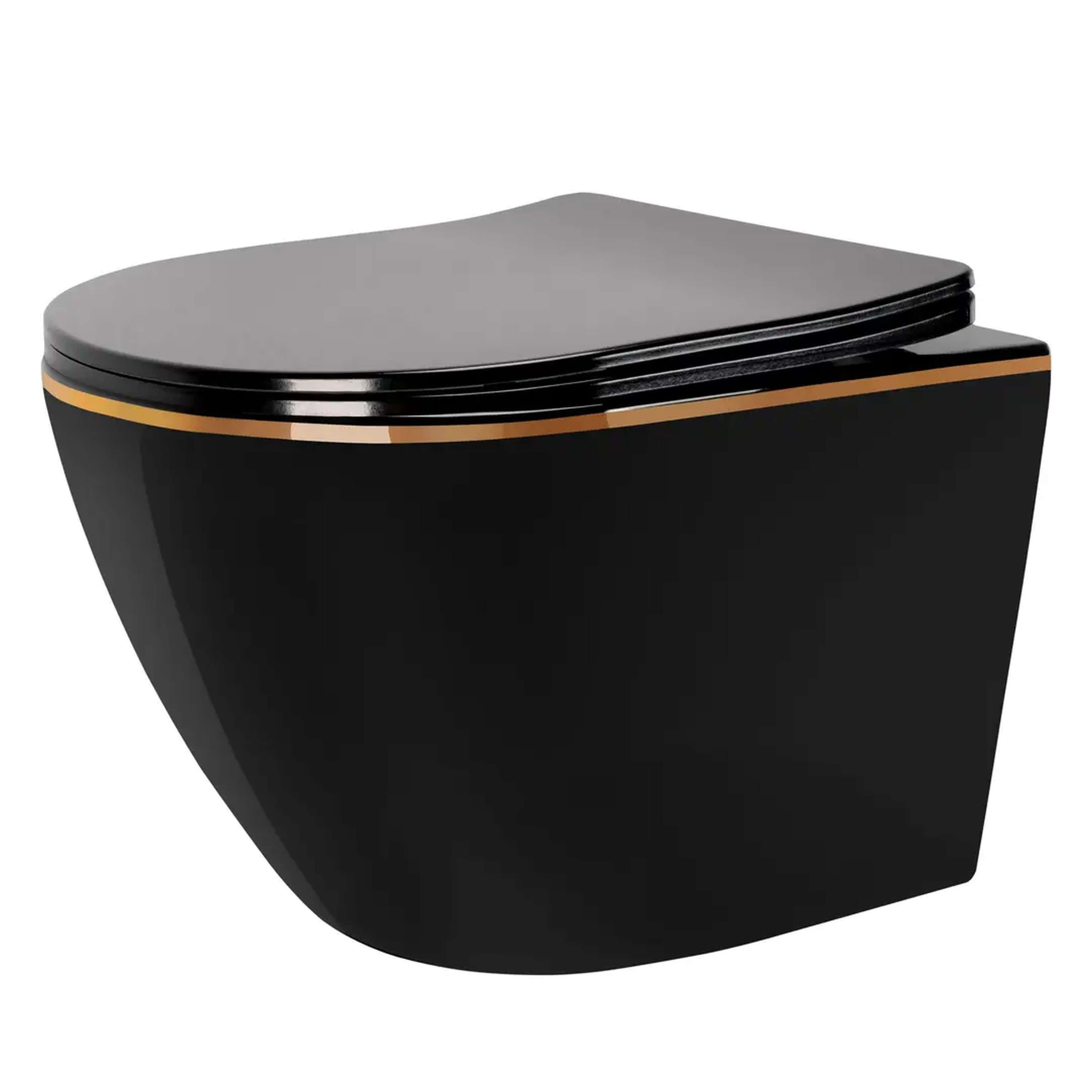Rea Carlo Mini WC-Becken hängend schwarz-gold Glanz REA-C4695
