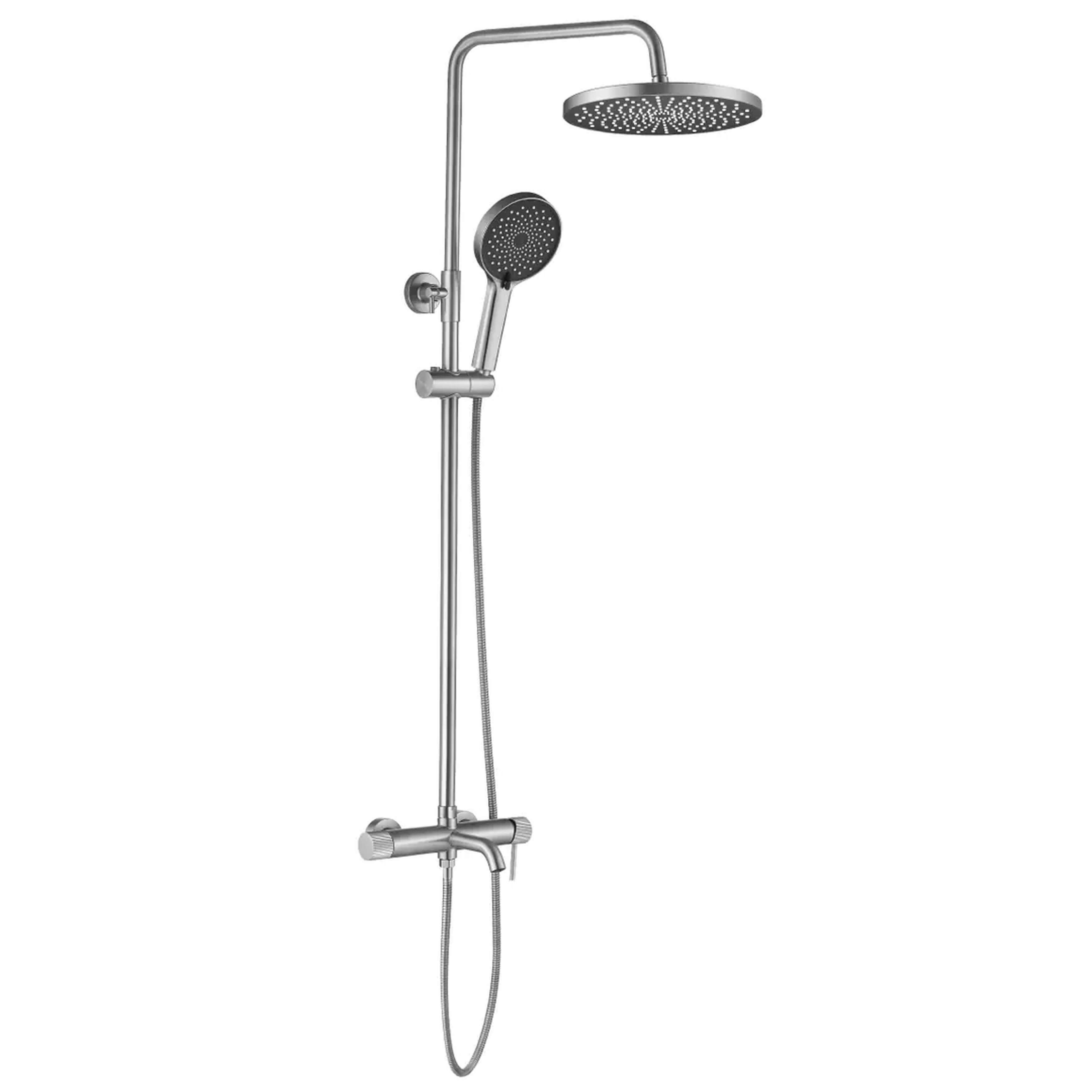 Rea Lungo Stripe Badewannen- und Duschset Wandmontage mit Kopfbrause stahl REA-P9491