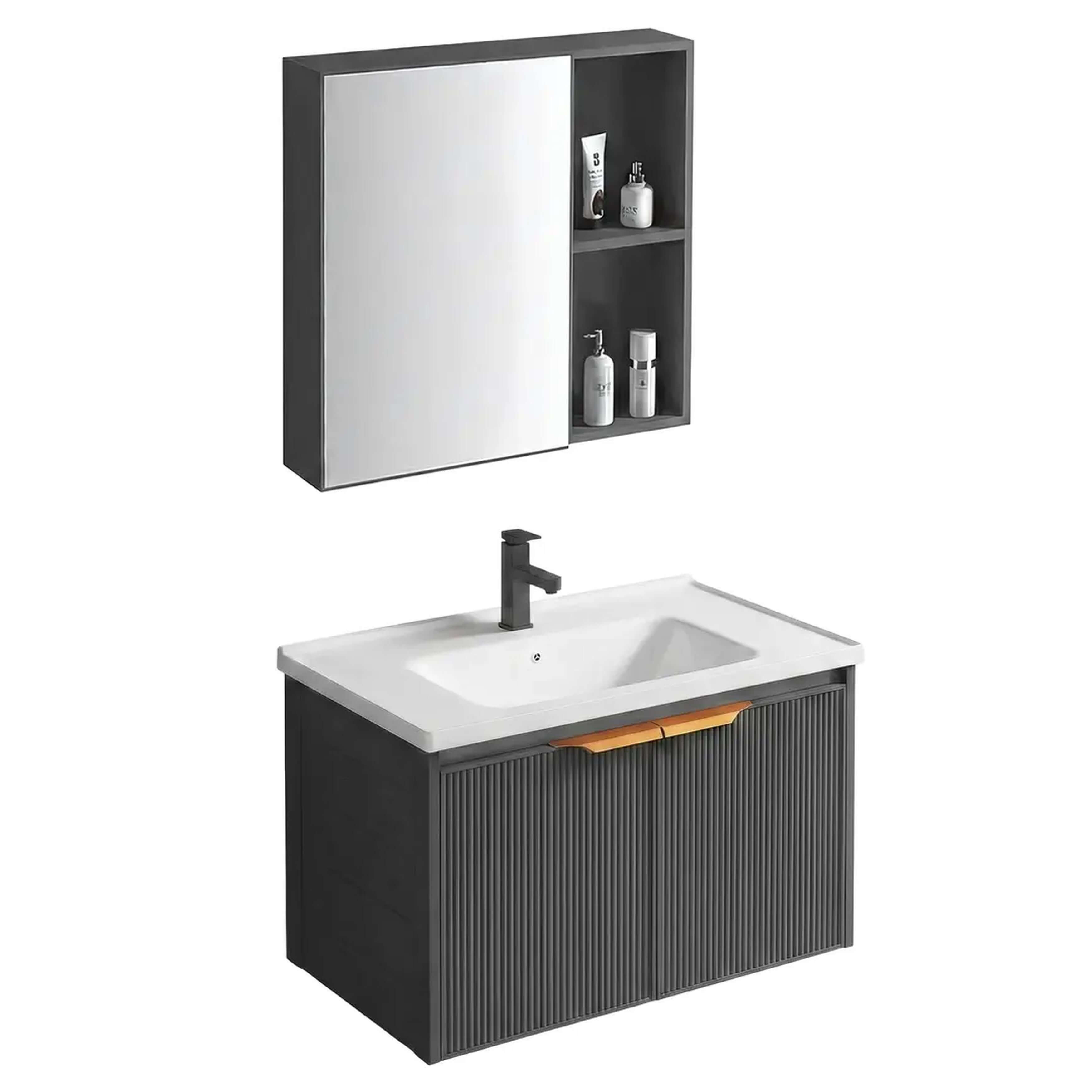 Rea Mario Badezimmermöbel-Set 58.5x46x39.5 cm Unterschrank hängend grau REA-M0006