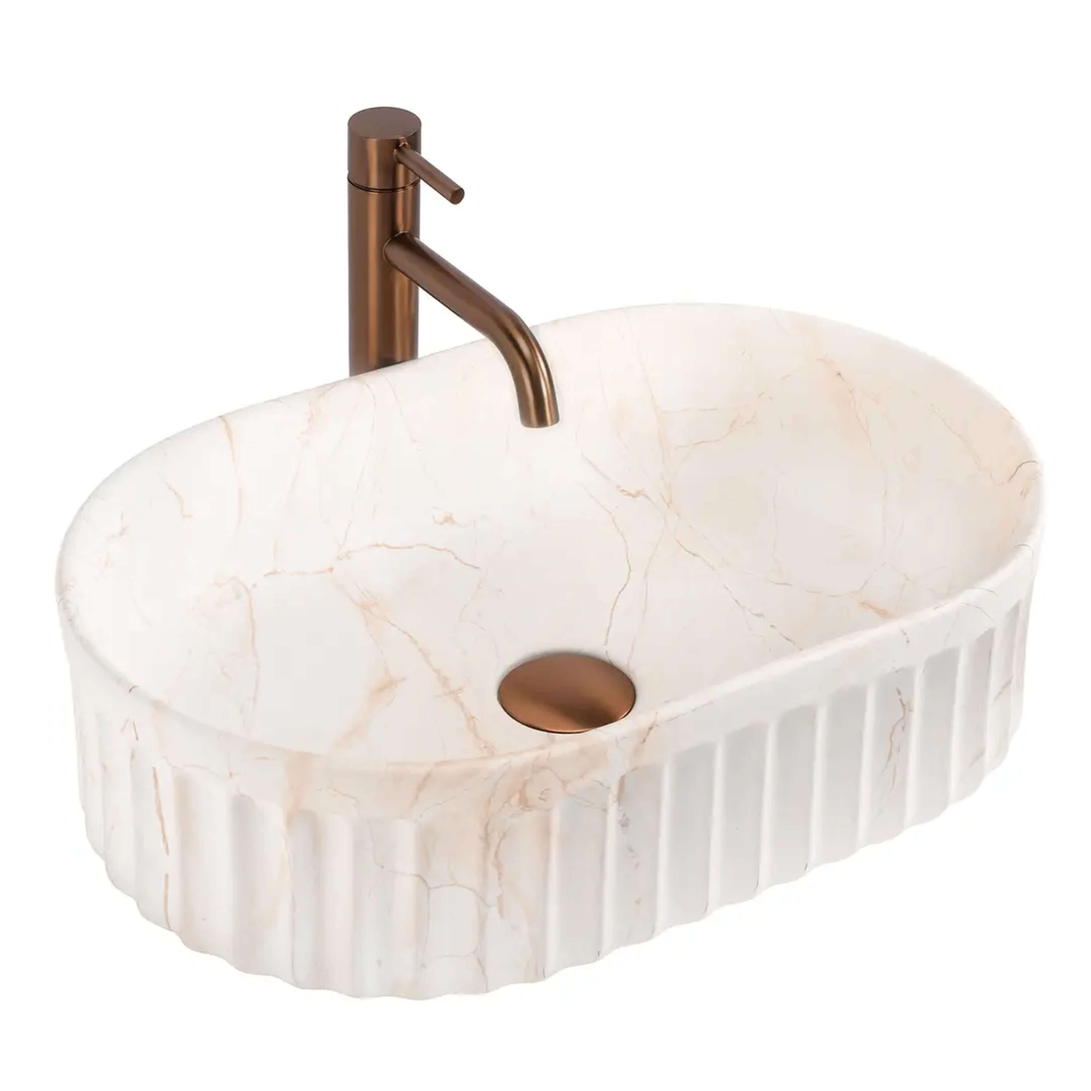 Rea Georgia Waschbecken 55x35 cm oval Aufsatzwaschbecken braun/beige matte REA-U3542