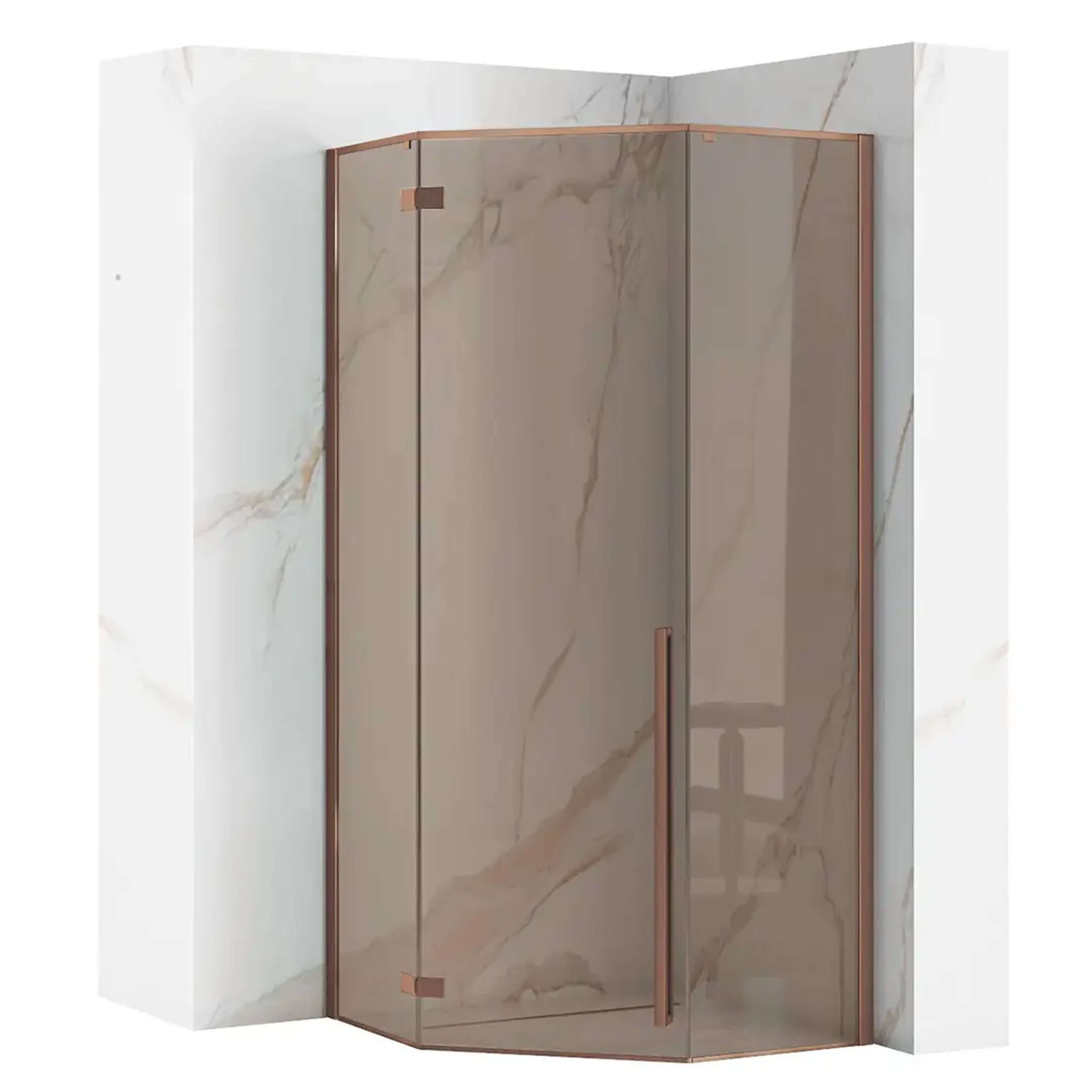 Rea Diamond Duschkabine 90x90 cm kupfer gebürstet/braunes Glas REA-K6966