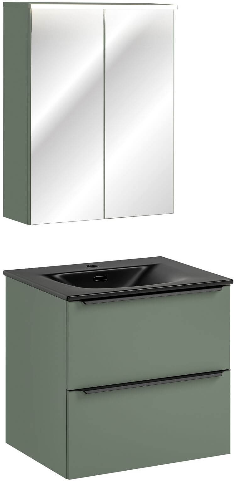 Set Badschrank Comad Sombra Green GREEN UN 84-60-2D, Badschrank Comad Sombra Green SOMBRA GREEN 82-60-46-2S, SKY 1 BLACK MATT 60 DP ( E-8099-60 )