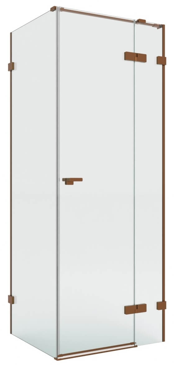 New Trendy Eventa Copper Brushed Duschkabine 110x100 cm rechteckig kupfer gebürstet/durchsichtiges Glas EXK-8059