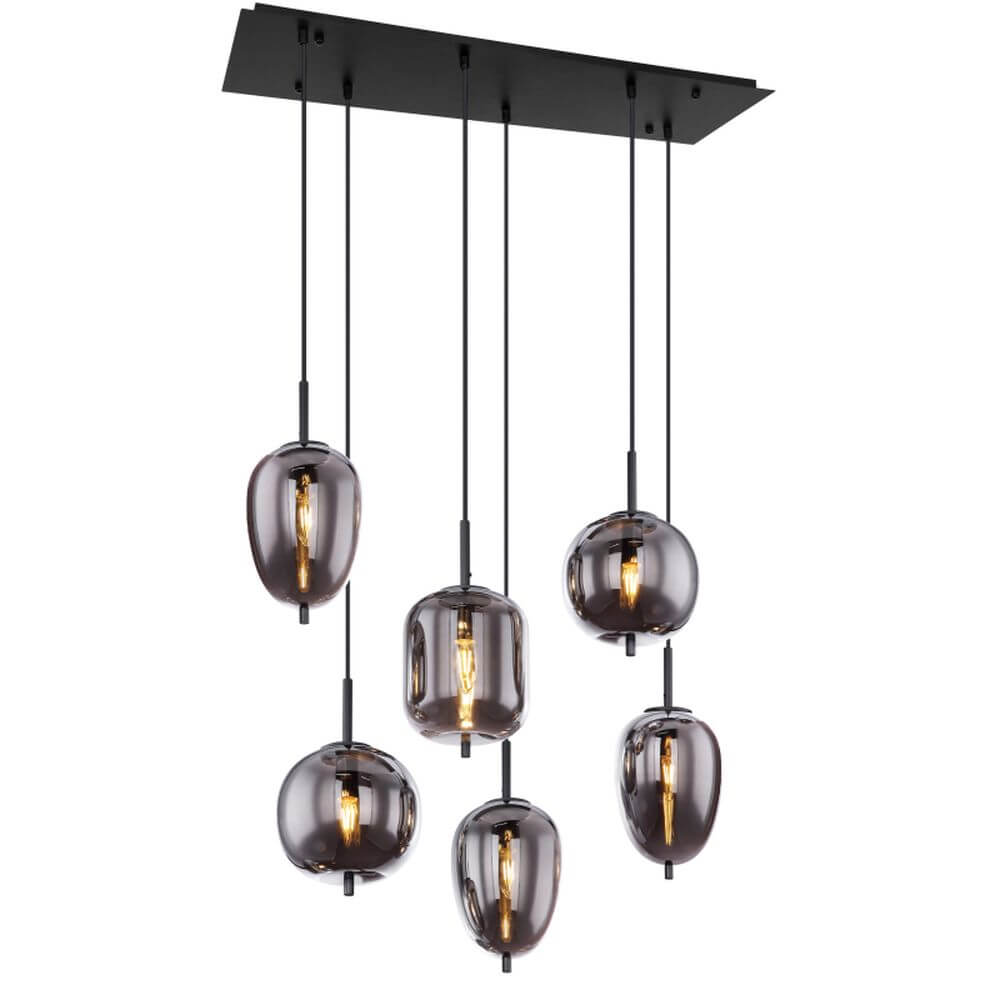 Globo Lighting Blacky Pendelleuchte 6x40 W schwarz-verraucht 15345-6