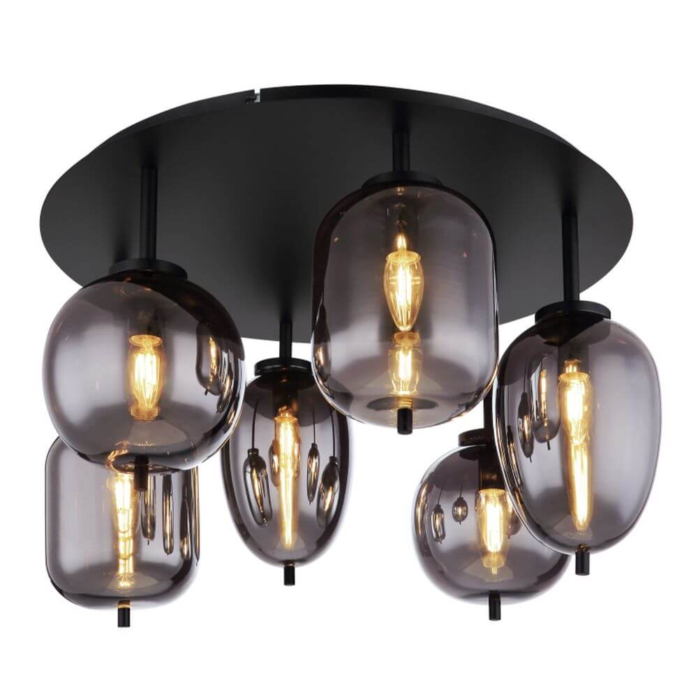 Globo Lighting Blacky Deckenlampe 6x40 W schwarz-verraucht 15345-6D