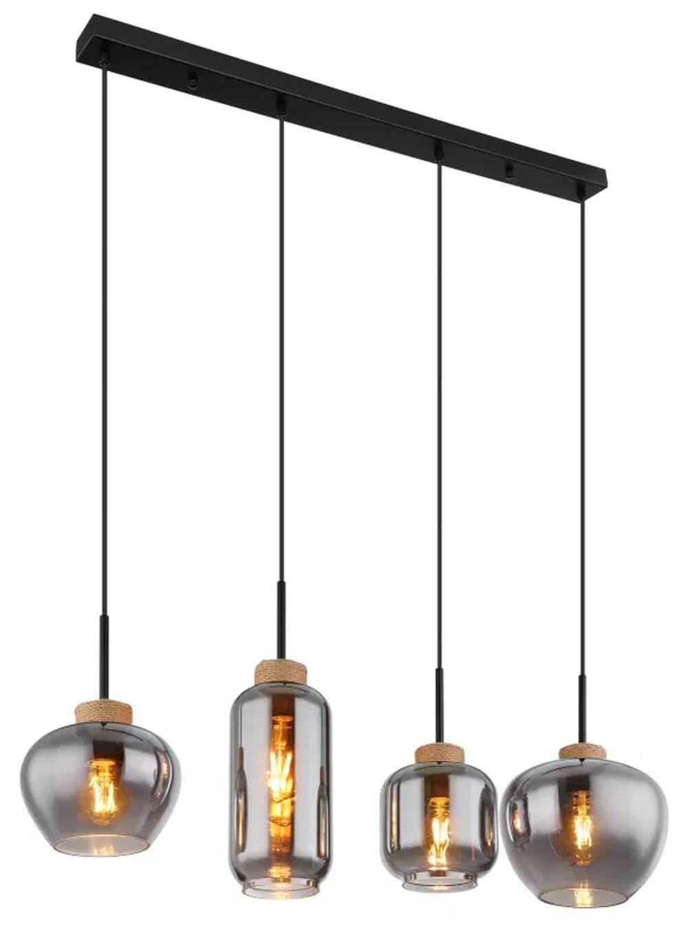 Globo Lighting Matt Pendelleuchte 4x40 W schwarz-verraucht 15549-4H