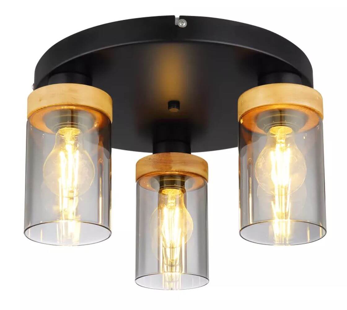 Globo Lighting Finca Deckenlampe 3x40 W schwarz-verraucht 15557-3D