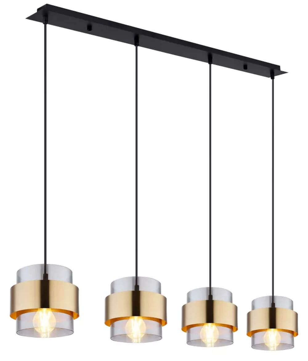 Globo Lighting Milley Pendelleuchte 4x60 W schwarz-gold 15560-4H