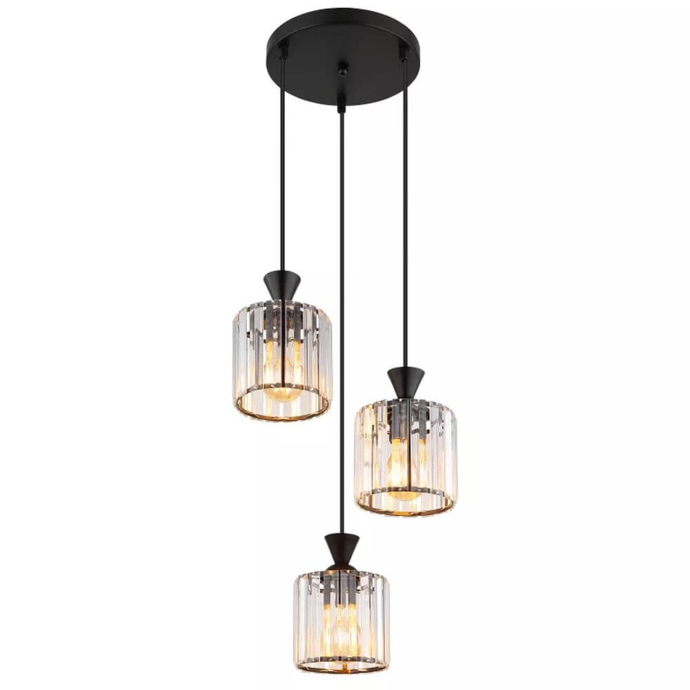 Globo Lighting Jordana Pendelleuchte 3x60 W schwarz-transparent 15742-3