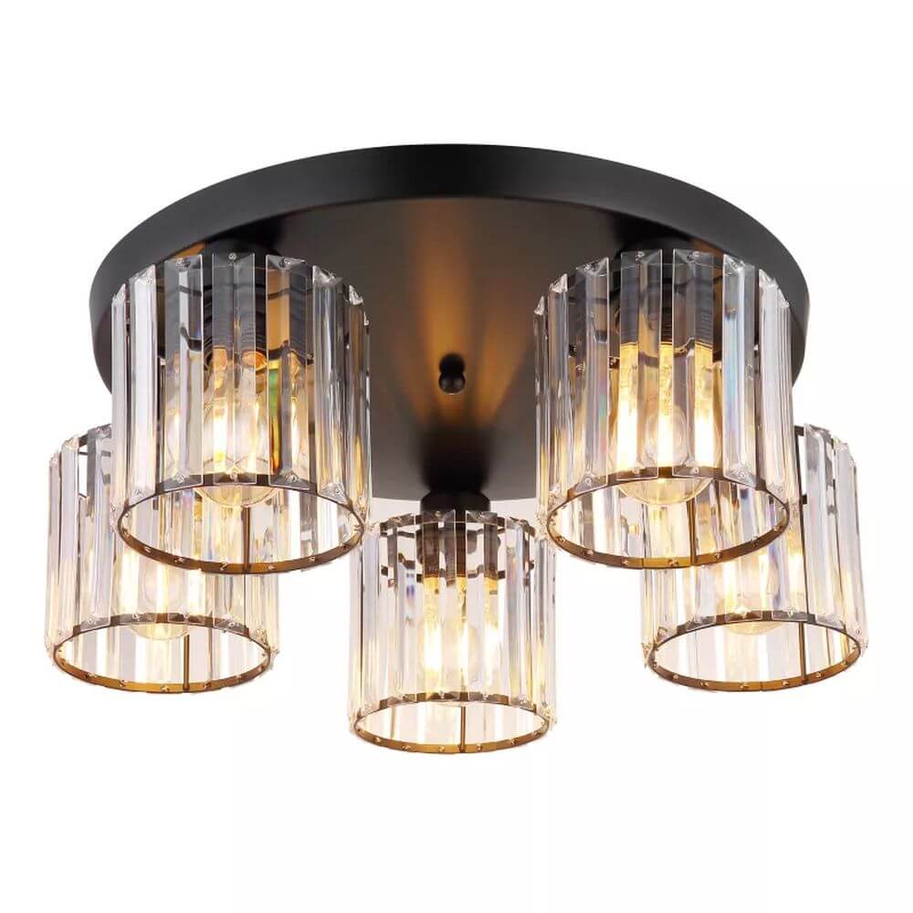 Globo Lighting Jordana Deckenlampe 5x60 W schwarz-transparent 15742-5D