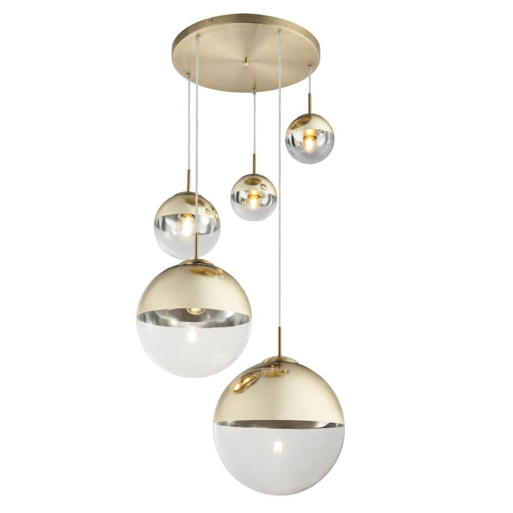 Globo Lighting Varus Pendelleuchte 5x40 W transparent-gold 15855-5