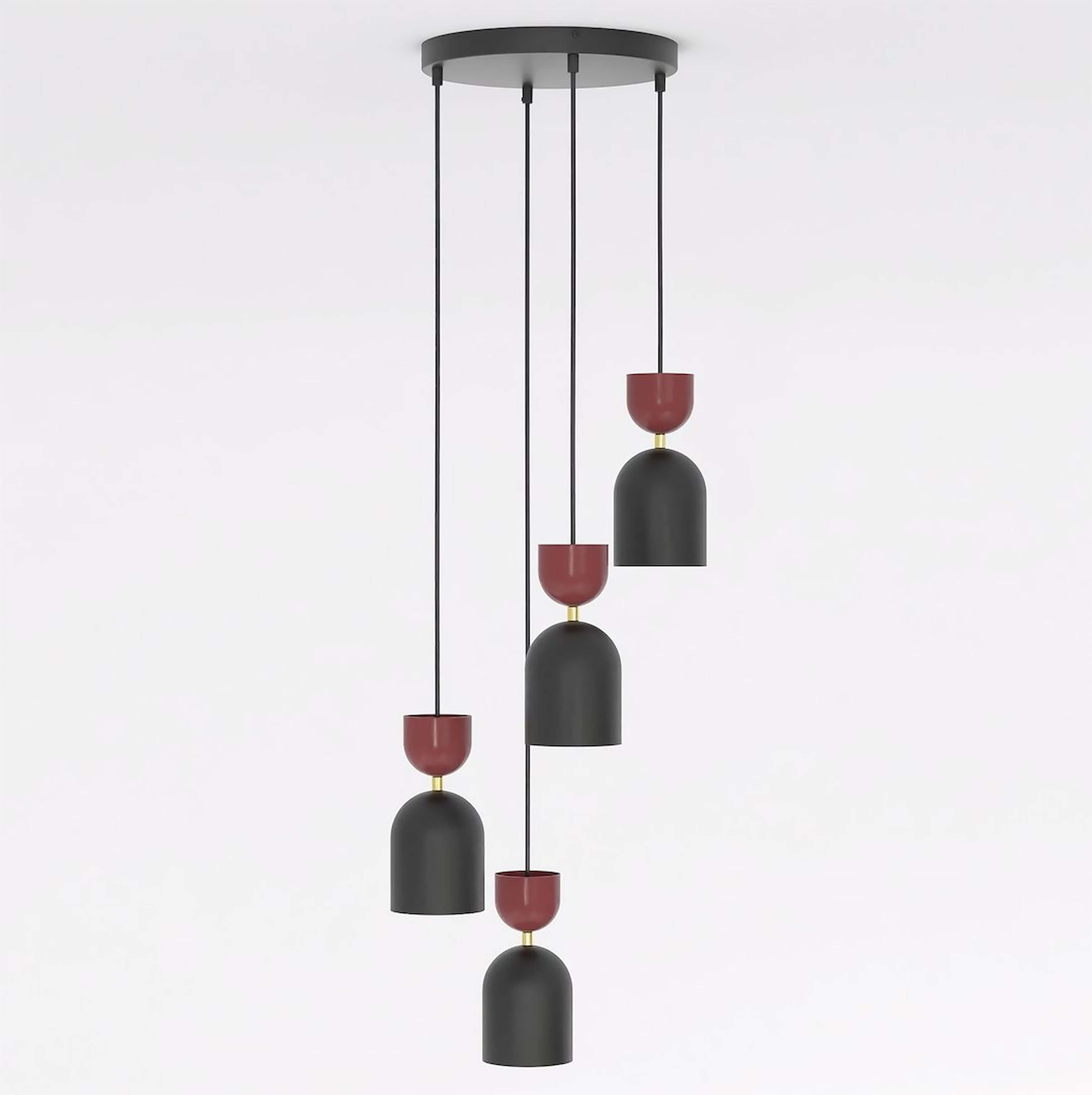 Emibig Gaudi Pendelleuchte 4x10 W schwarz-rot 1737/4PREM